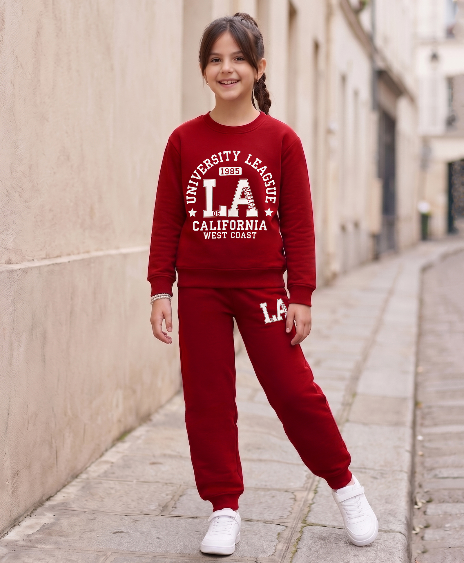 Pine Kids Looper Knit Full Sleeves Text Printed T-Shirt & Lounge Pant Set - Maroon-picture-26