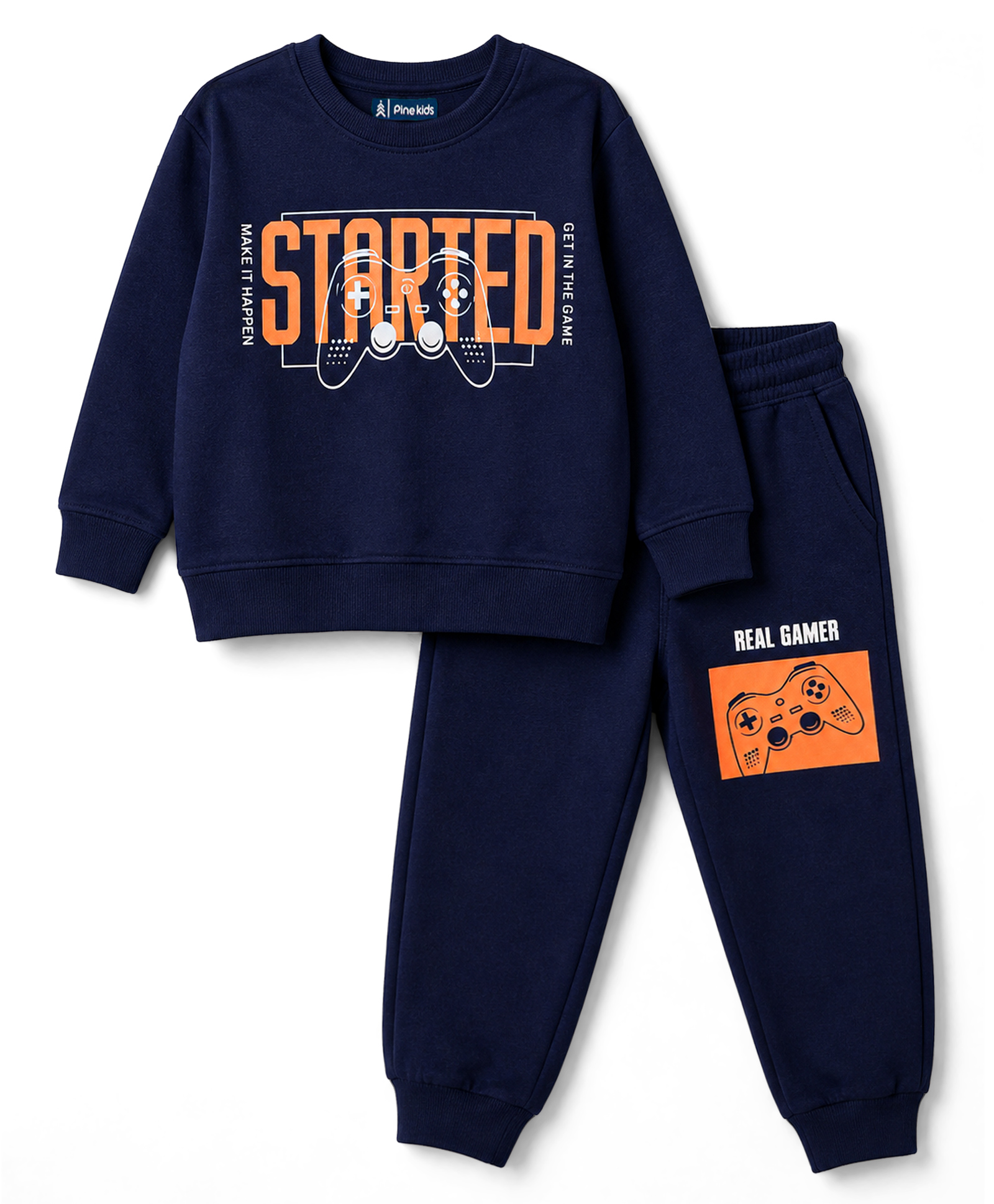 Pine Kids Looper Knit Full Sleeves Text Printed Winter Wear Suit - Navy Blue-picture-24