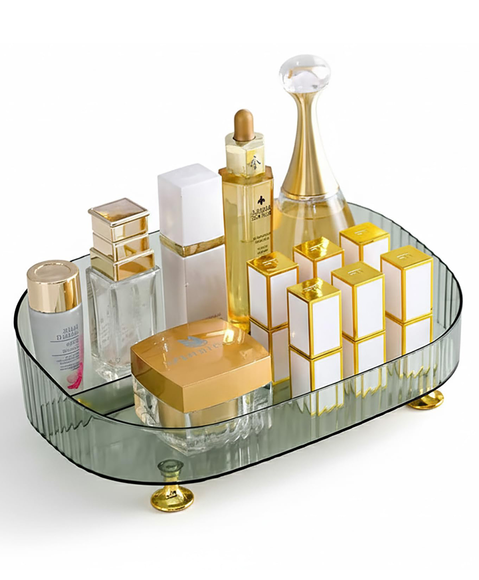 House of Quirk Acrylic Transparent Rectangular Decorative Tray, Vanity Tray Cosmetic - Green-picture-32