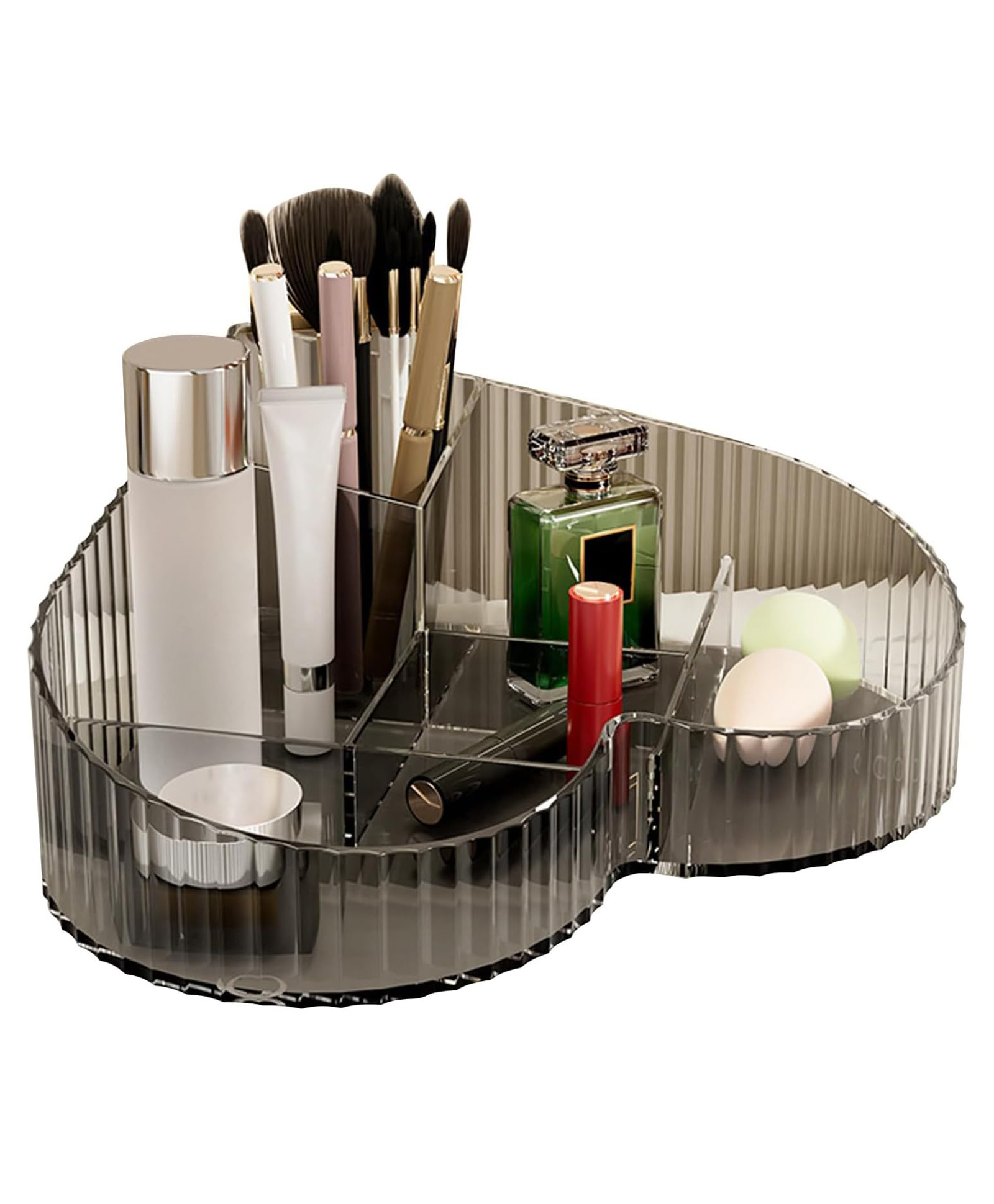 House of Quirk Heart Shape Cosmetic Storage Tray Makeup Organizer for Lipstick Makeup Holder Vanity Organizer Tray - Grey-image-5