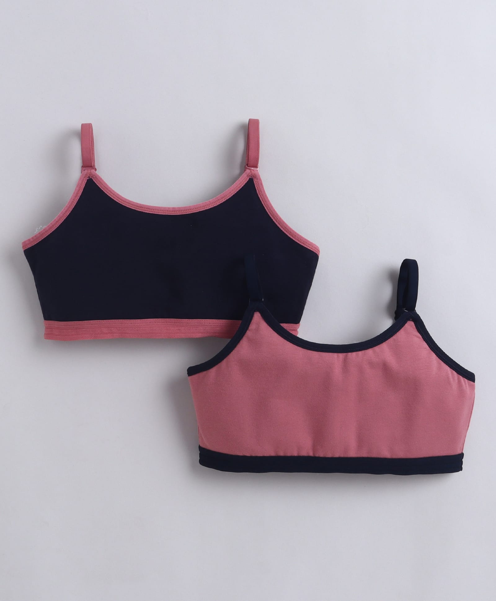 BUMZEE Cotton Non Padded Non Wired Solid Color Beginners Bra Pack of 2 - Navy & Mauve-picture-27