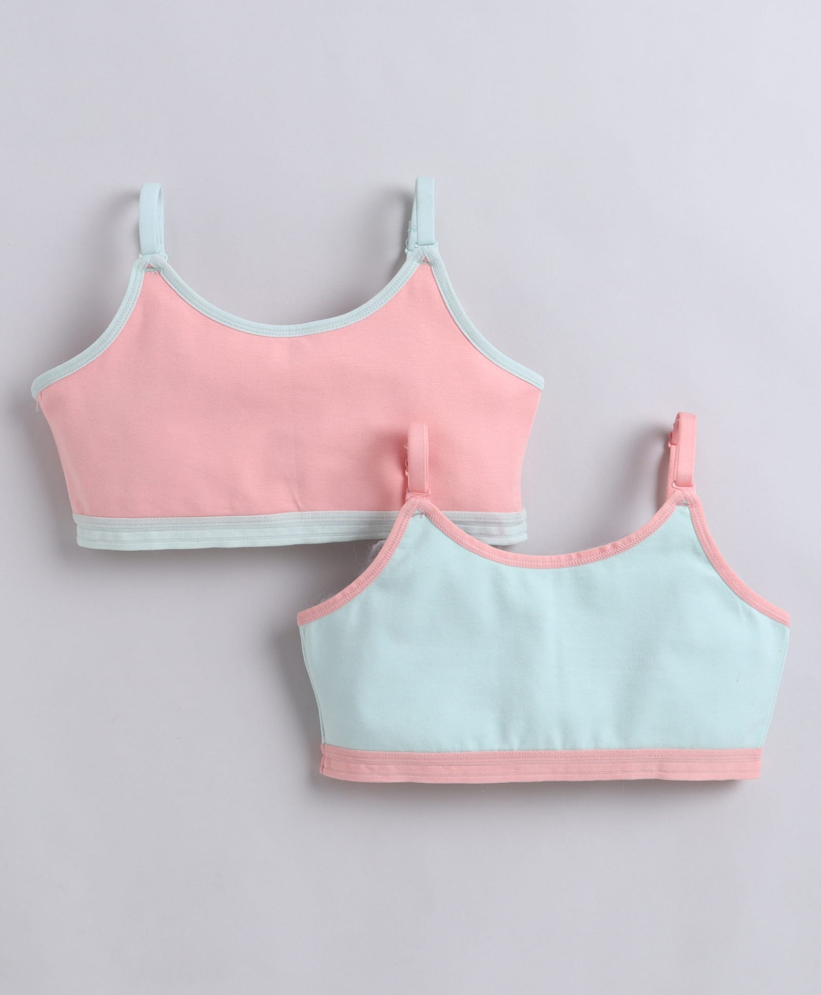 BUMZEE Cotton Non Padded Non Wired Solid Color Beginners Bra Pack of 2 - Pink & Light Green-picture-39