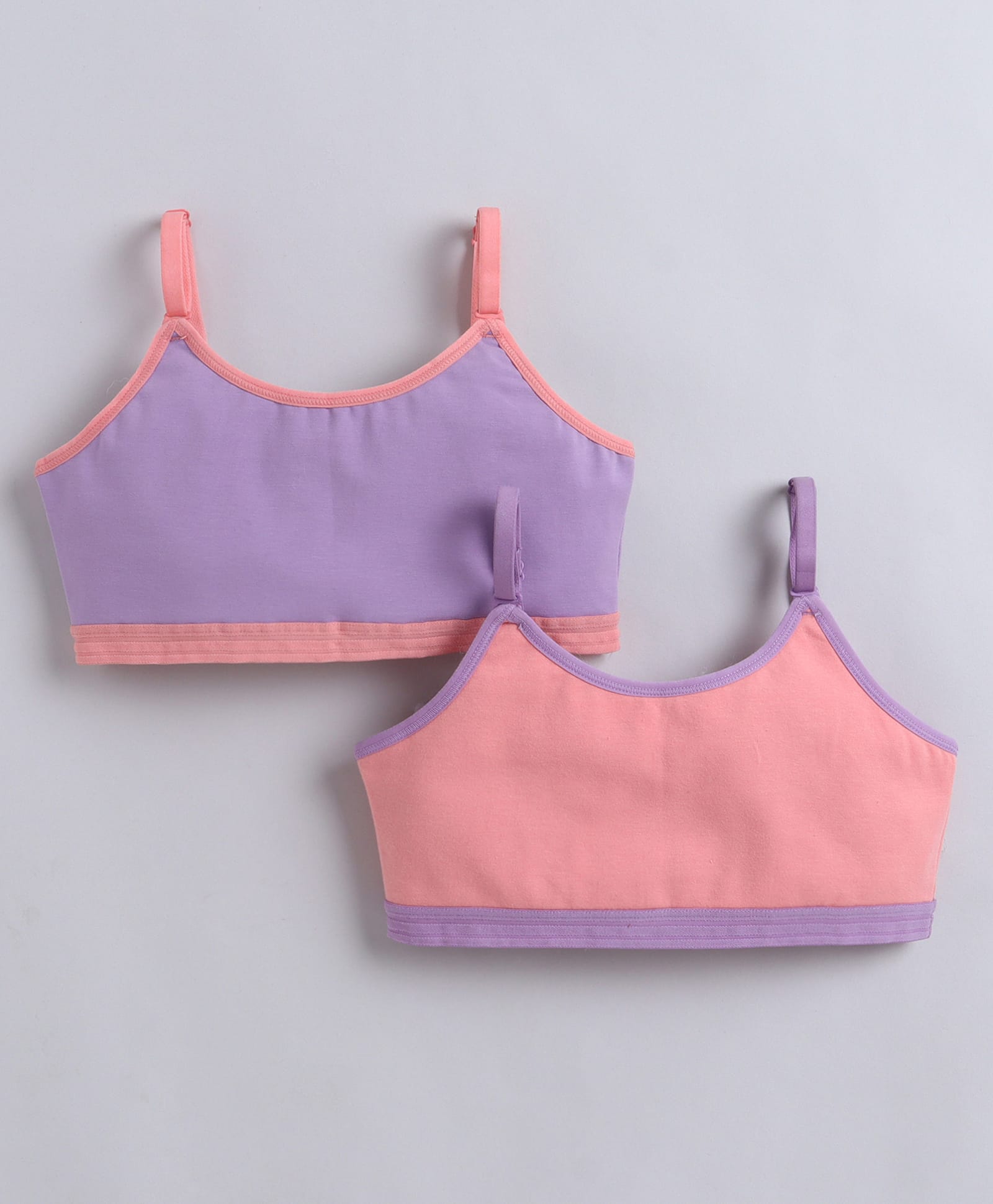 BUMZEE Cotton Non Padded Non Wired Solid Color Beginners Bra Pack of 2 - Peach & Lavender-picture-28