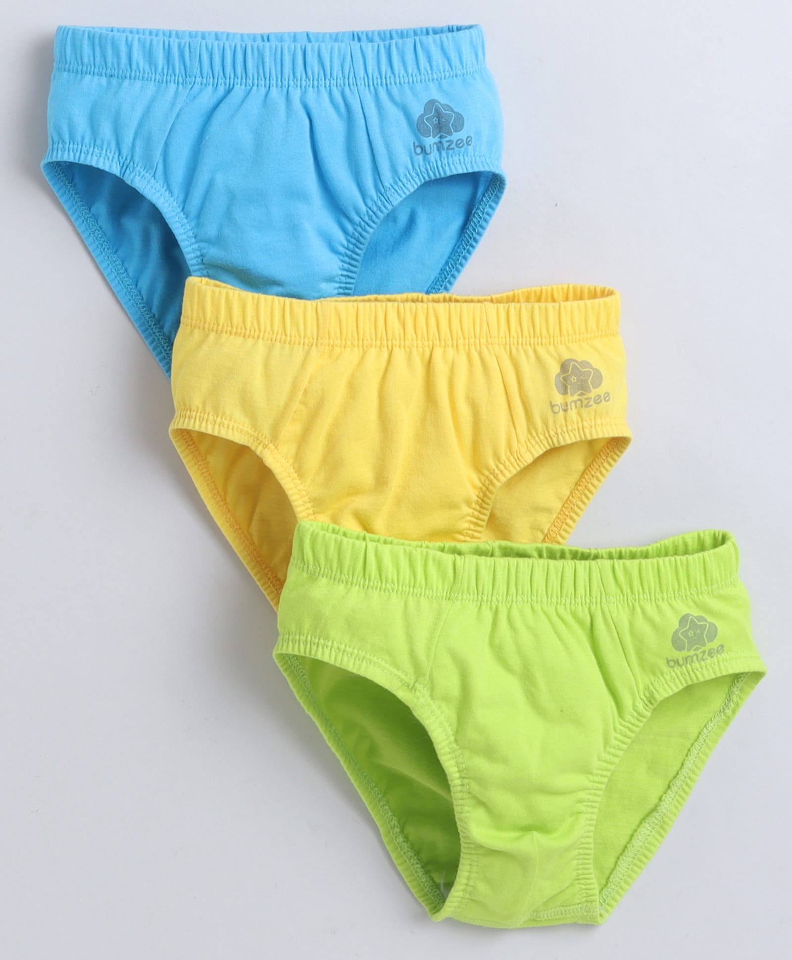 BUMZEE Cotton Knit Solid Briefs Pack Of 3 - Light Blue Green & Yellow-image-48