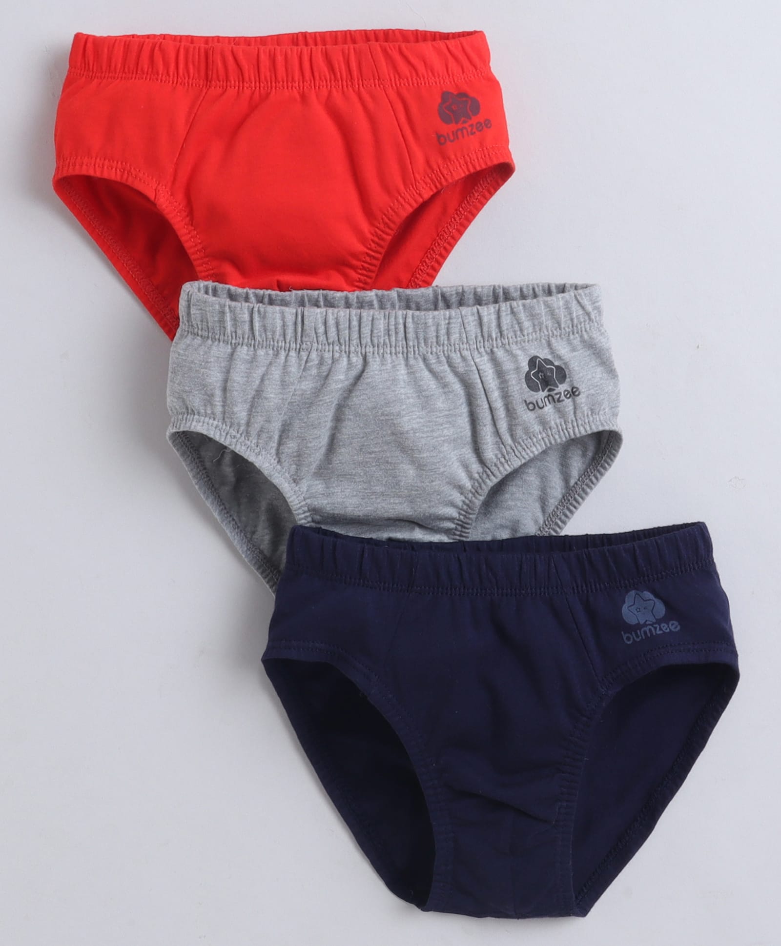 BUMZEE Cotton Knit Solid Briefs Pack Of 3 - Red Grey & Black-image-32