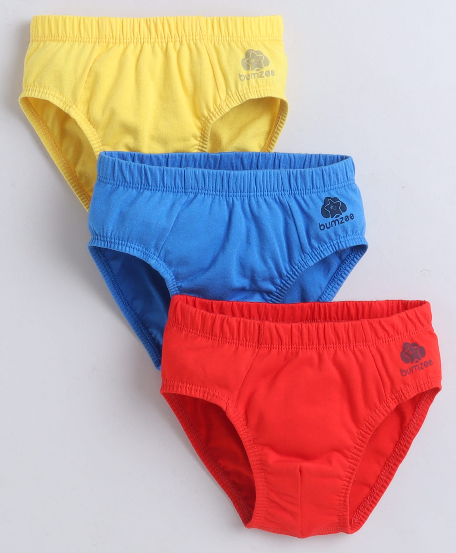 BUMZEE Cotton Knit Solid Briefs Pack Of 3 - Red Yellow & Blue-image-46