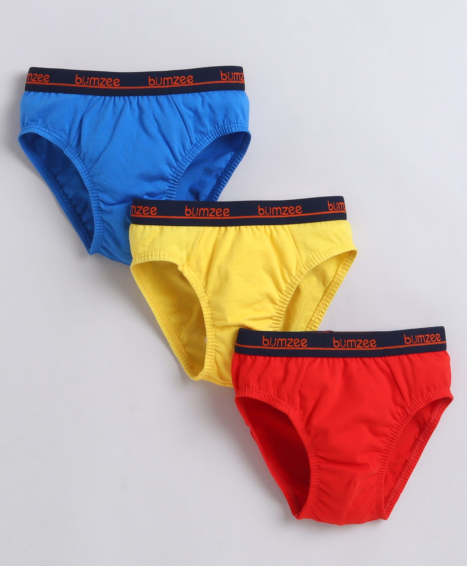 BUMZEE Cotton Knit Solid Color Briefs Pack of 3 - Blue Red & Yellow-picture-27