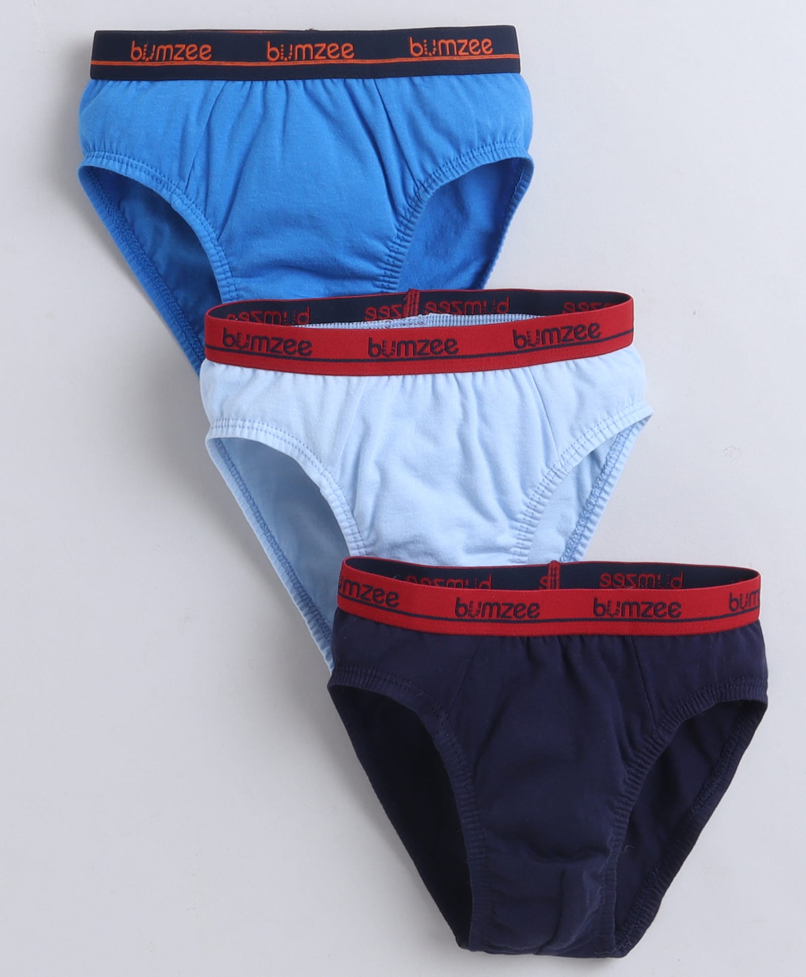 BUMZEE Cotton Knit Solid Color Briefs Pack of 3 - Navy & Blue-image-36
