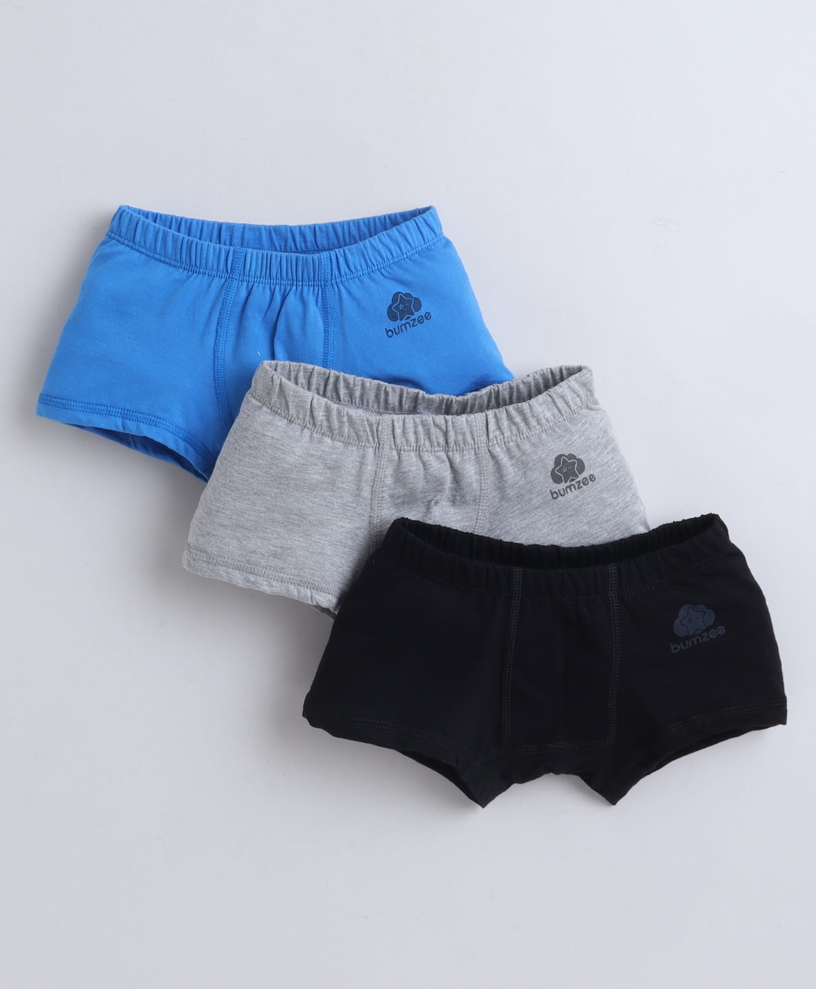 BUMZEE Cotton Knit Solid Trunk Pack Of 3 - Blue Black & Grey-picture-23