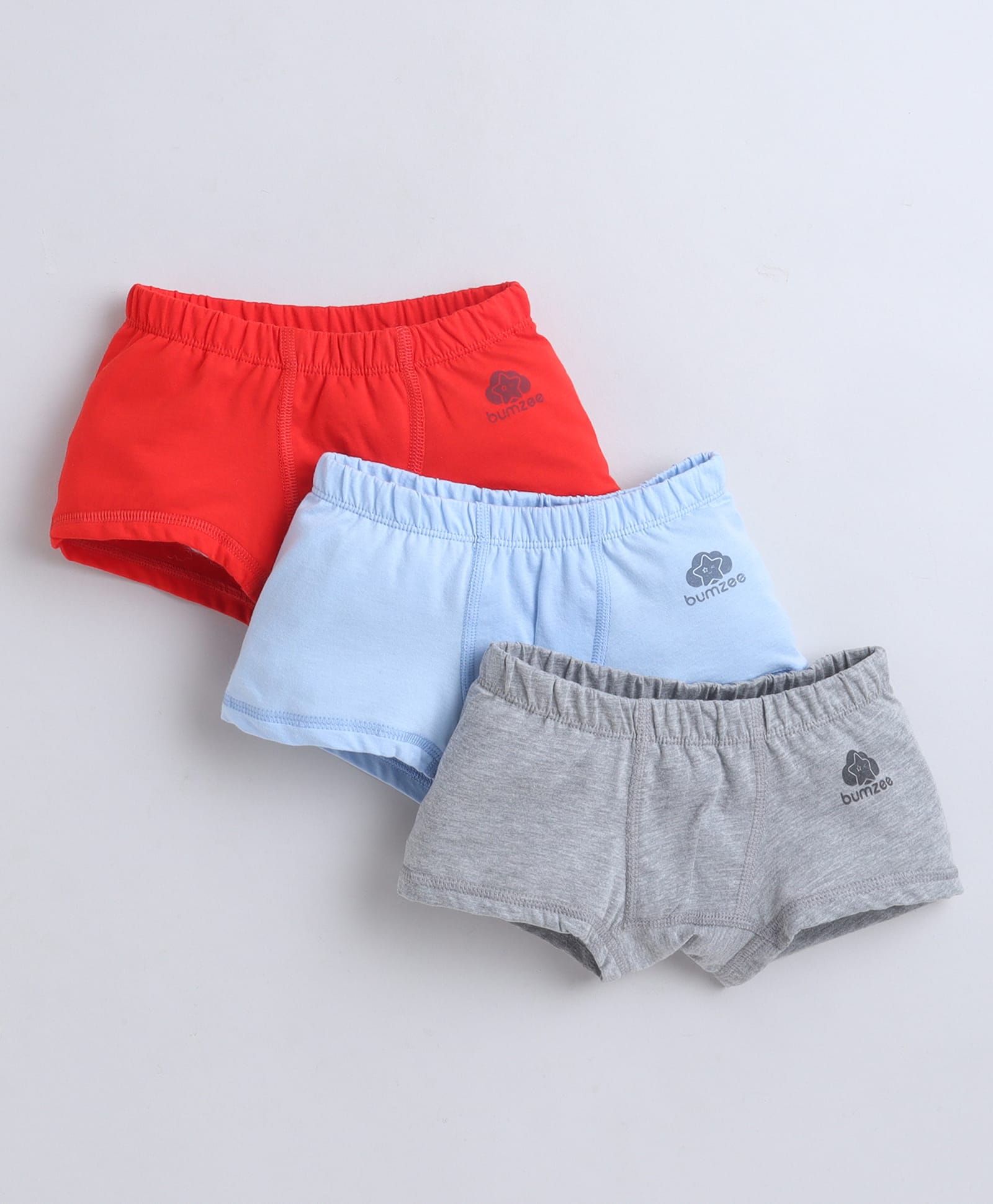 BUMZEE Cotton Knit Solid Trunk Pack Of 3 - Red Grey & Light Blue-picture-24