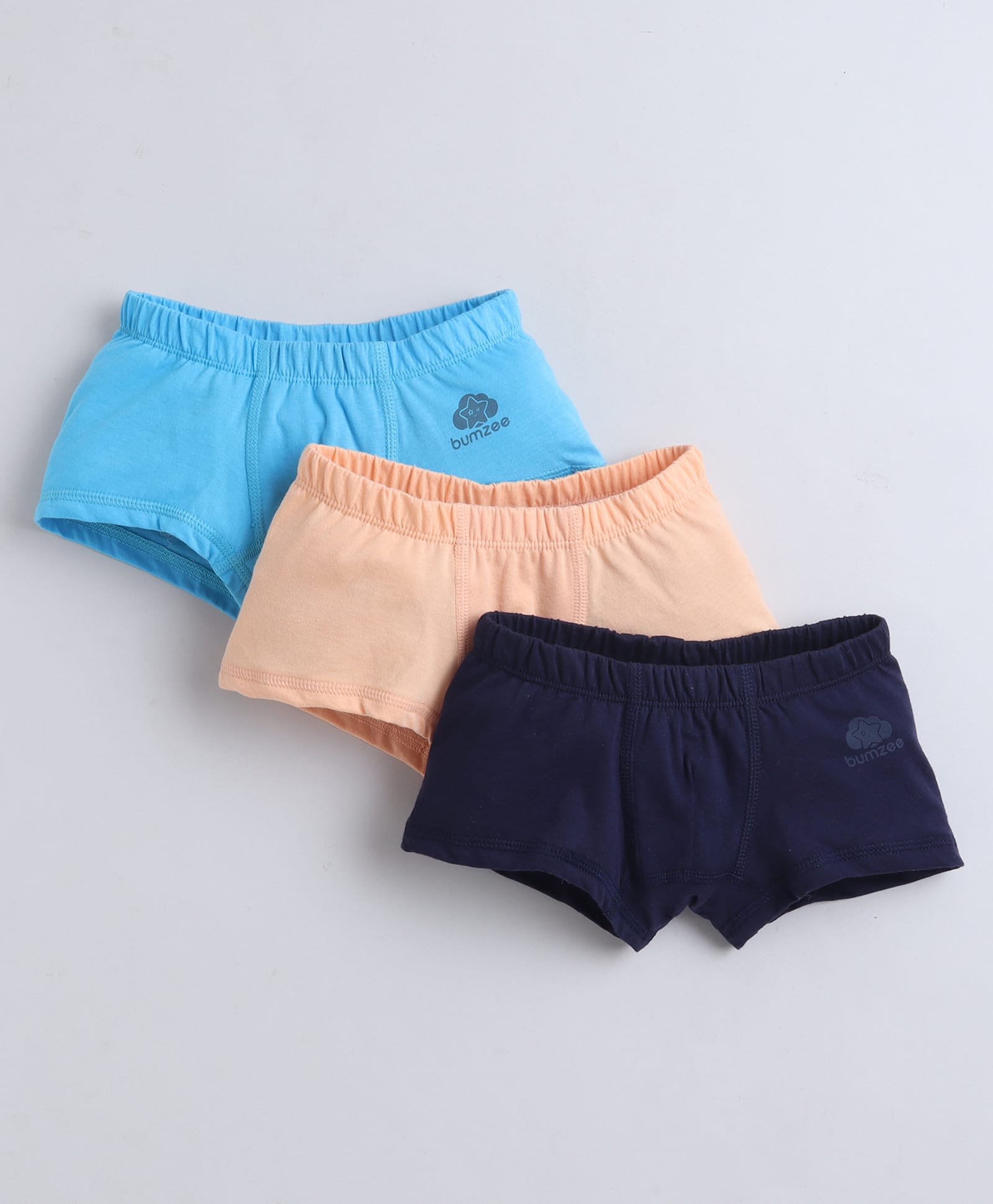 BUMZEE Cotton Knit Solid Trunk Pack Of 3 - Navy Blue & Peach-image-41