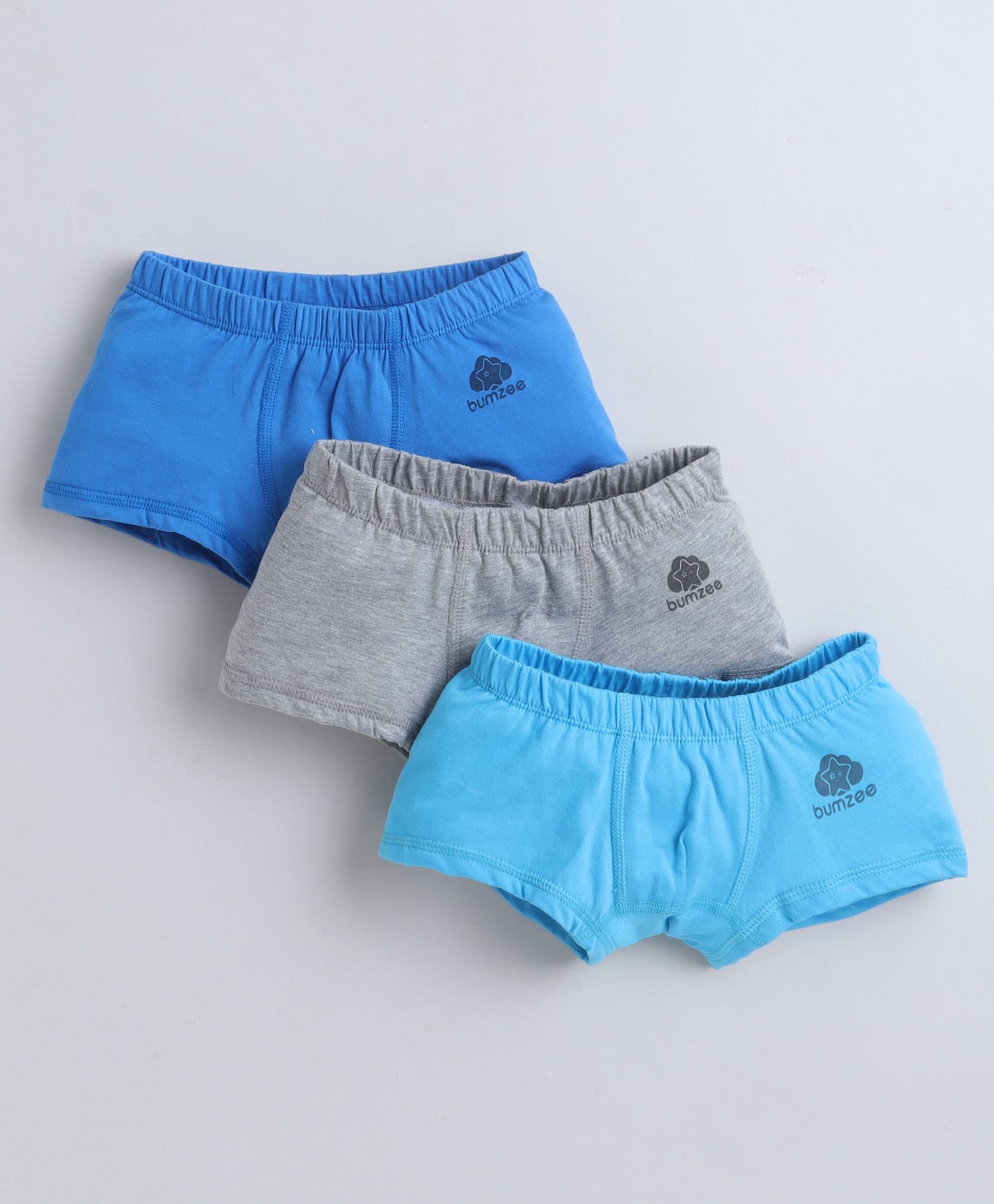 BUMZEE Cotton Knit Solid Trunk Pack Of 3 - Light Blue & Grey-picture-25