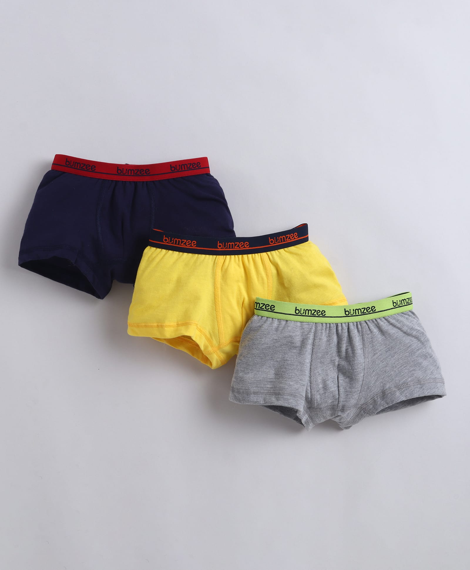 BUMZEE Cotton Knit Solid Color Trunks Pack of 3 - Grey & Yellow-picture-12