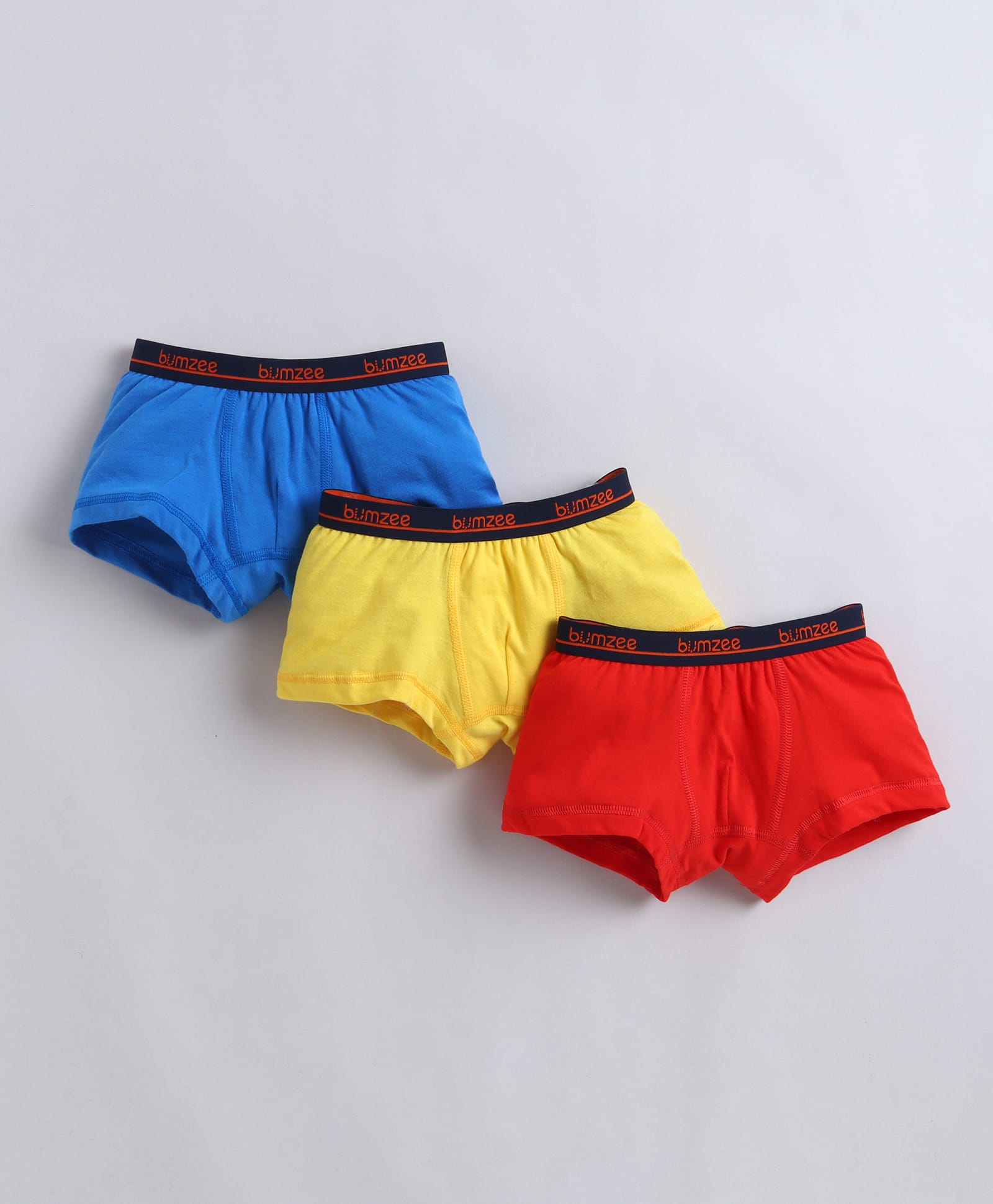 BUMZEE Cotton Knit Solid Color Trunks Pack of 3 - Red Yellow & Blue-picture-23