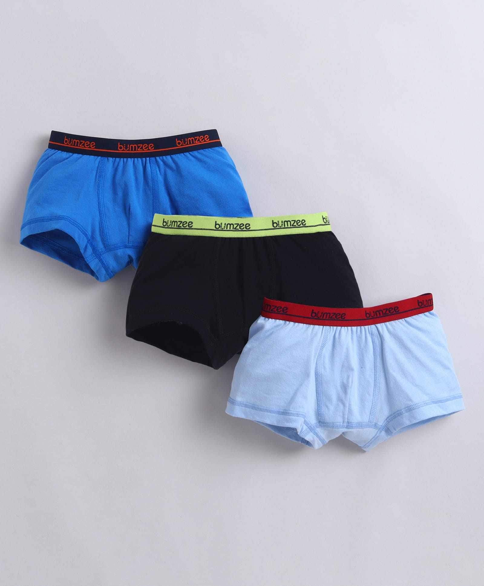 BUMZEE Cotton Knit Solid Color Trunks Pack of 3 - Black & Blue-image-33