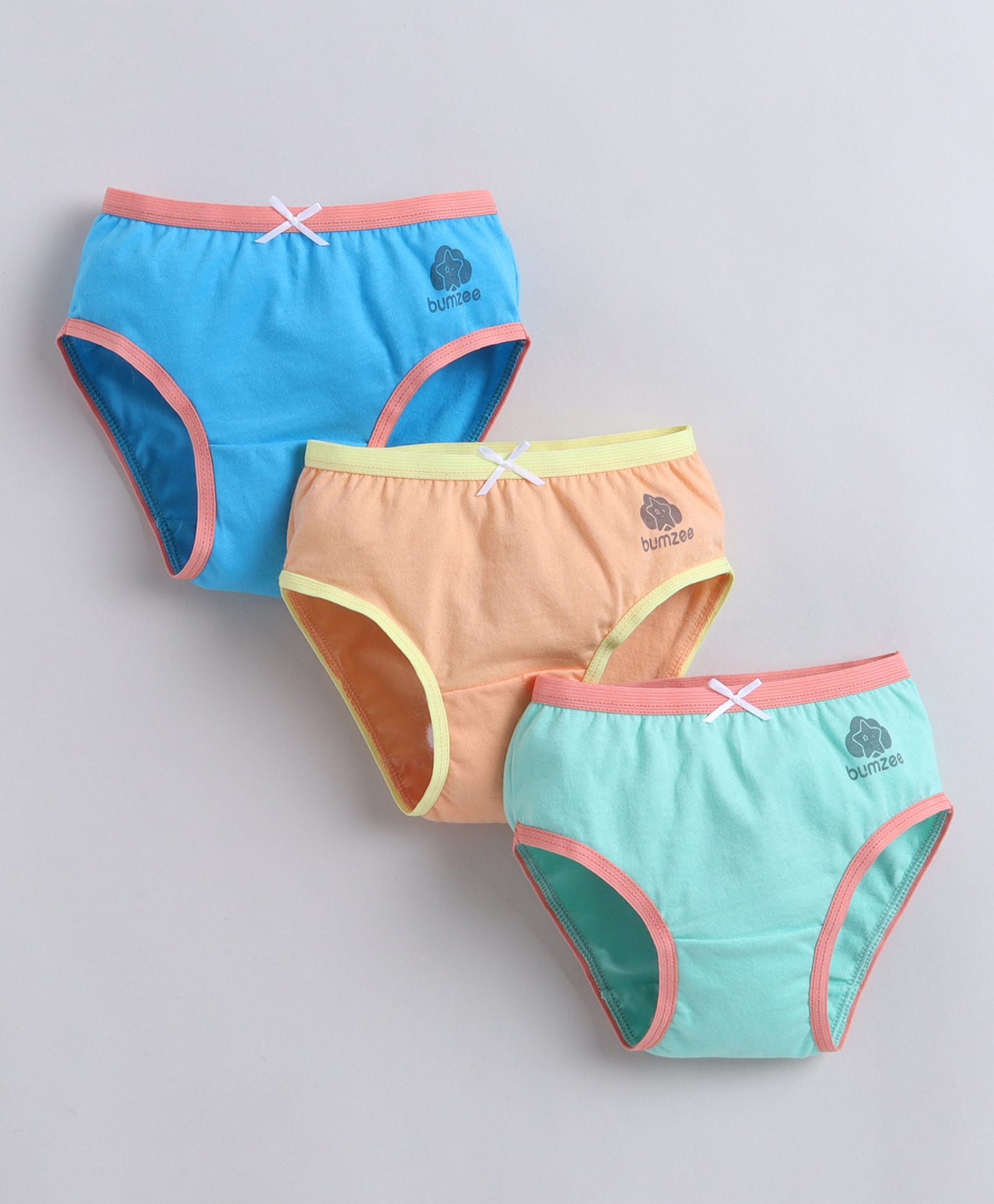 BUMZEE Cotton Knit Solid Color Panties Pack of 3 - Orange & Blue-picture-11