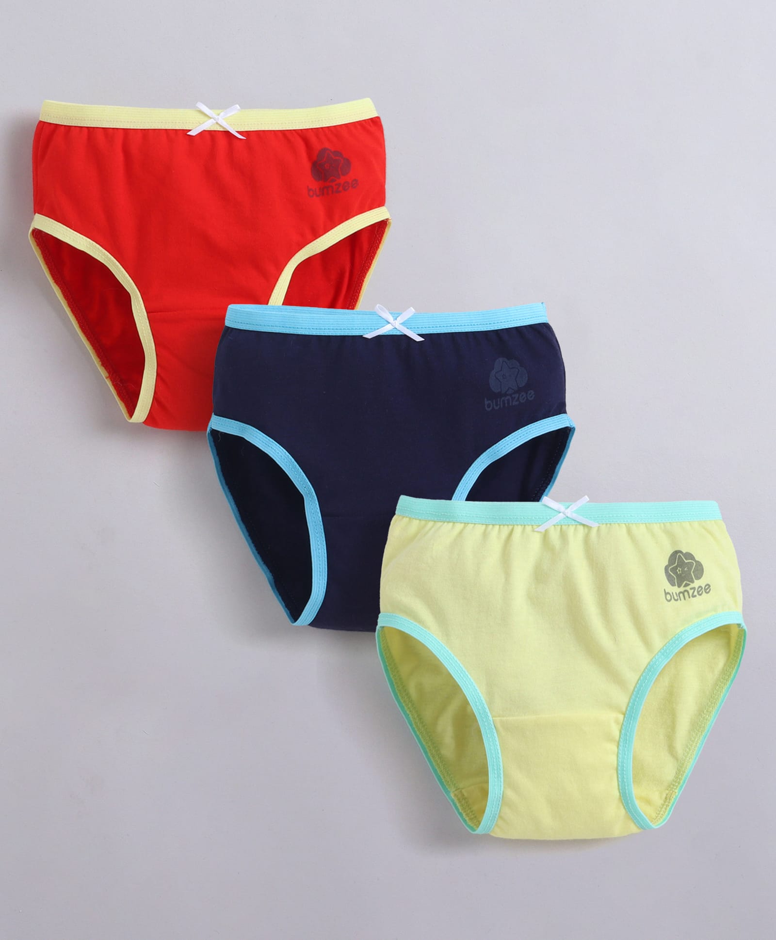 BUMZEE Cotton Knit Solid Color Panties Pack of 3 - Yellow & Red-picture-21