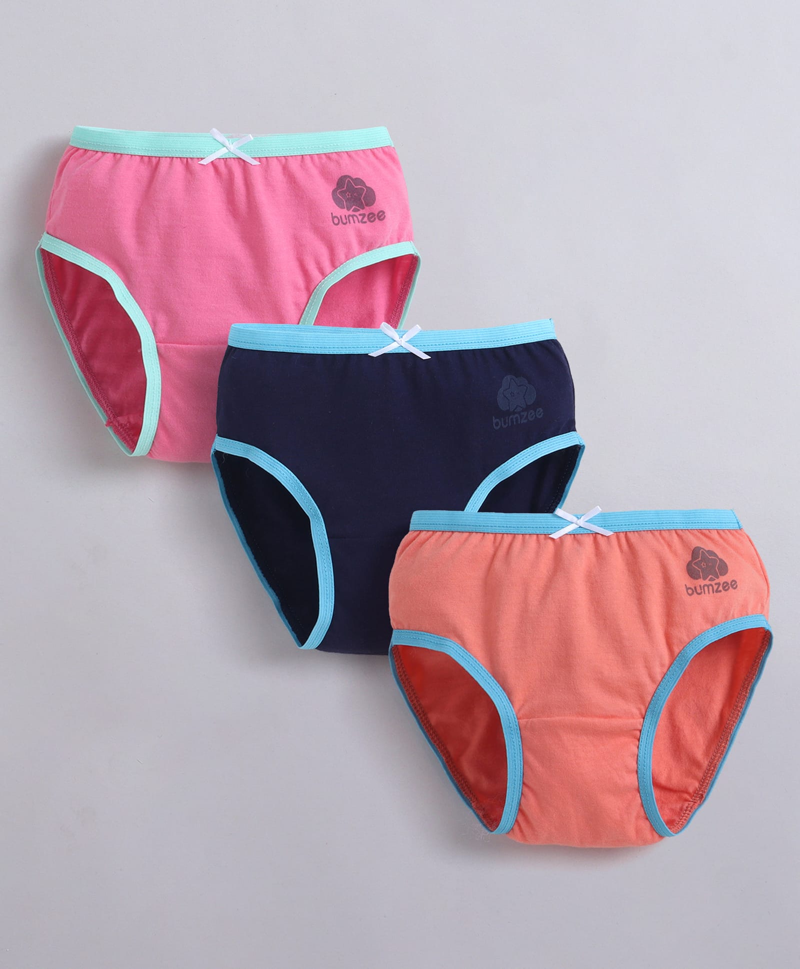 BUMZEE Cotton Knit Solid Color Panties Pack of 3 - Pink & Navy-picture-17