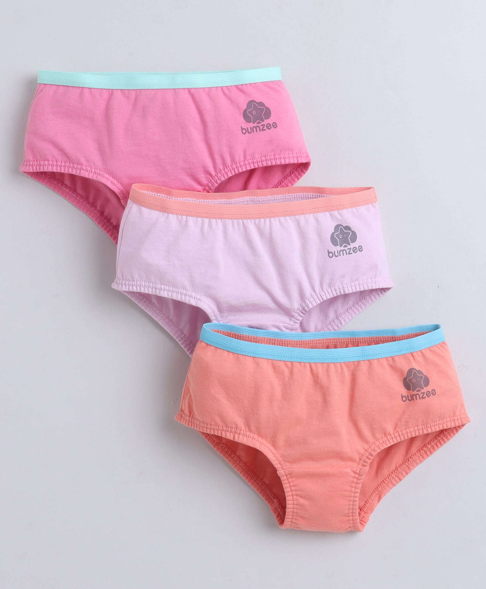 BUMZEE Cotton Knit Solid Hipster Panties Pack Of 3 - Pink Lilac & Peach-image-35
