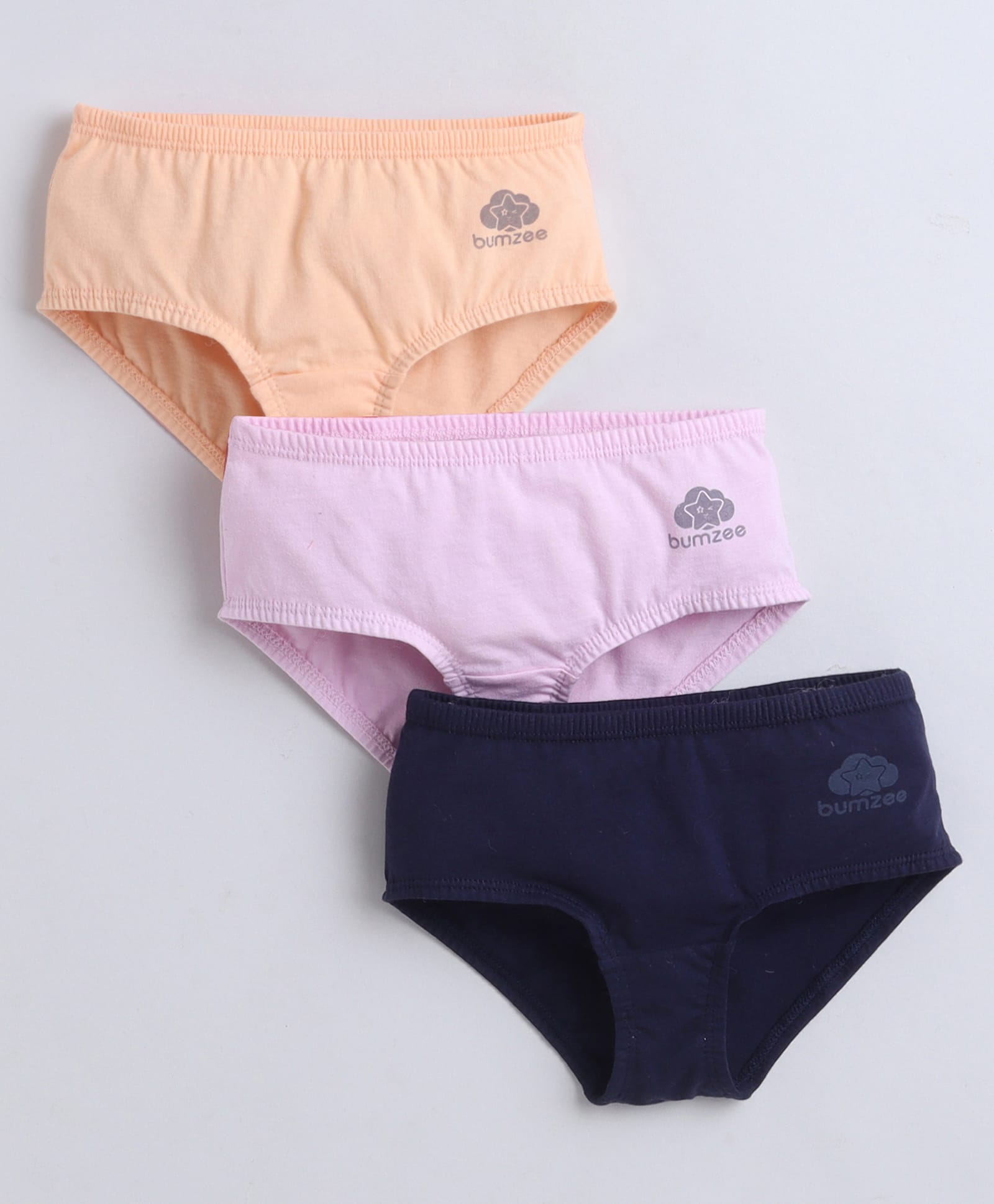 BUMZEE Cotton Knit Solid Hipster Panties Pack Of 3 - Lilac Navy Blue & Peach-image-43