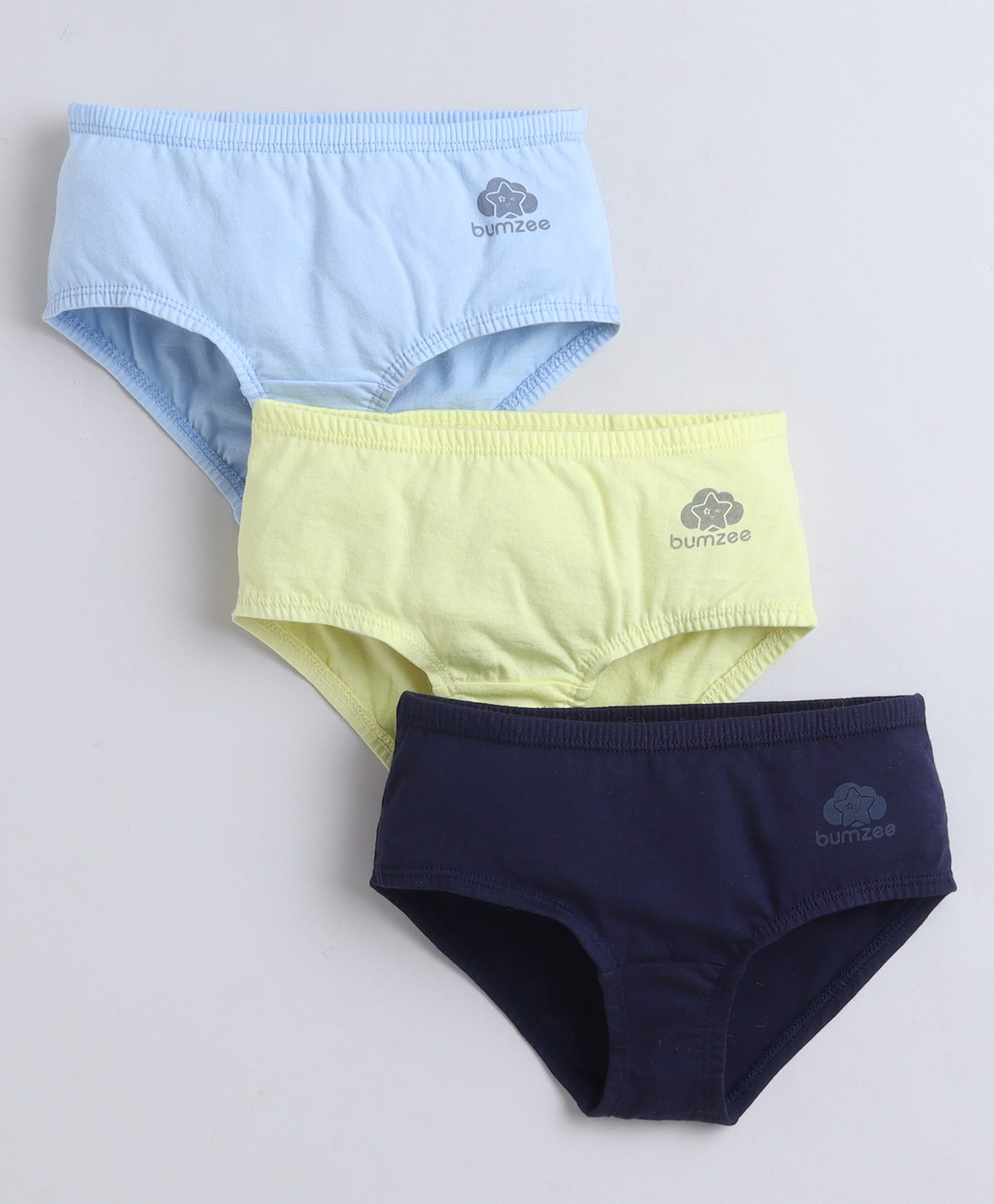 BUMZEE Cotton Knit Solid Hipster Panties Pack Of 3 - Yellow Light Blue & Navy Blue-image-29