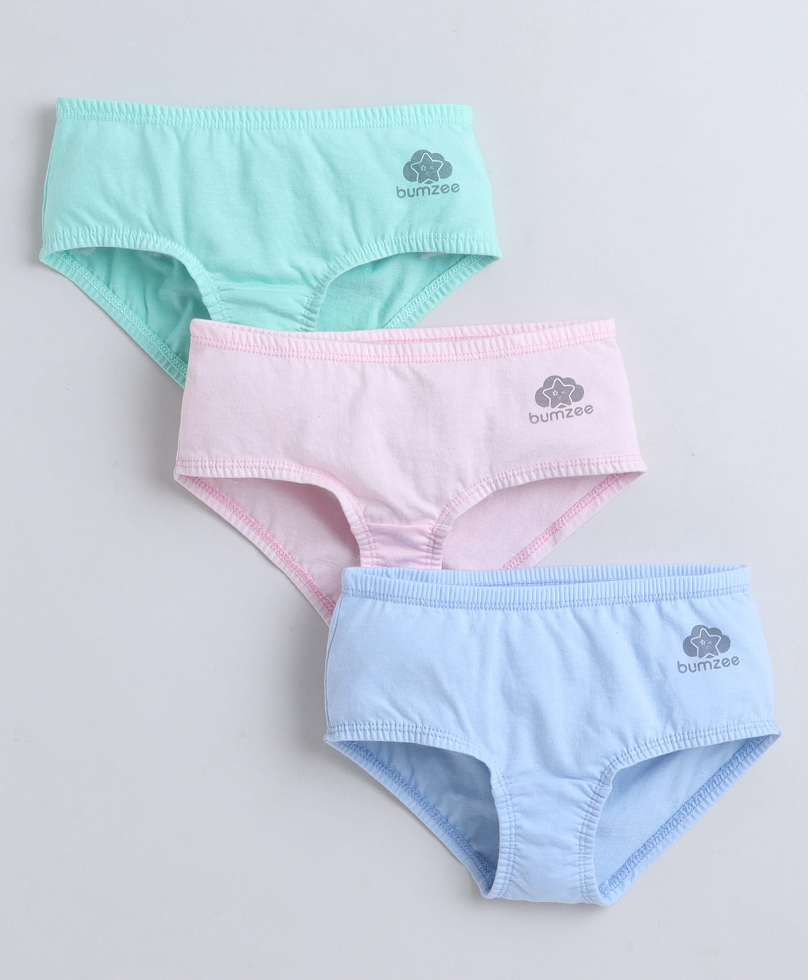BUMZEE Cotton Knit Solid Hipster Panties Pack Of 3 - Pink Light Blue & Light Green-image-27