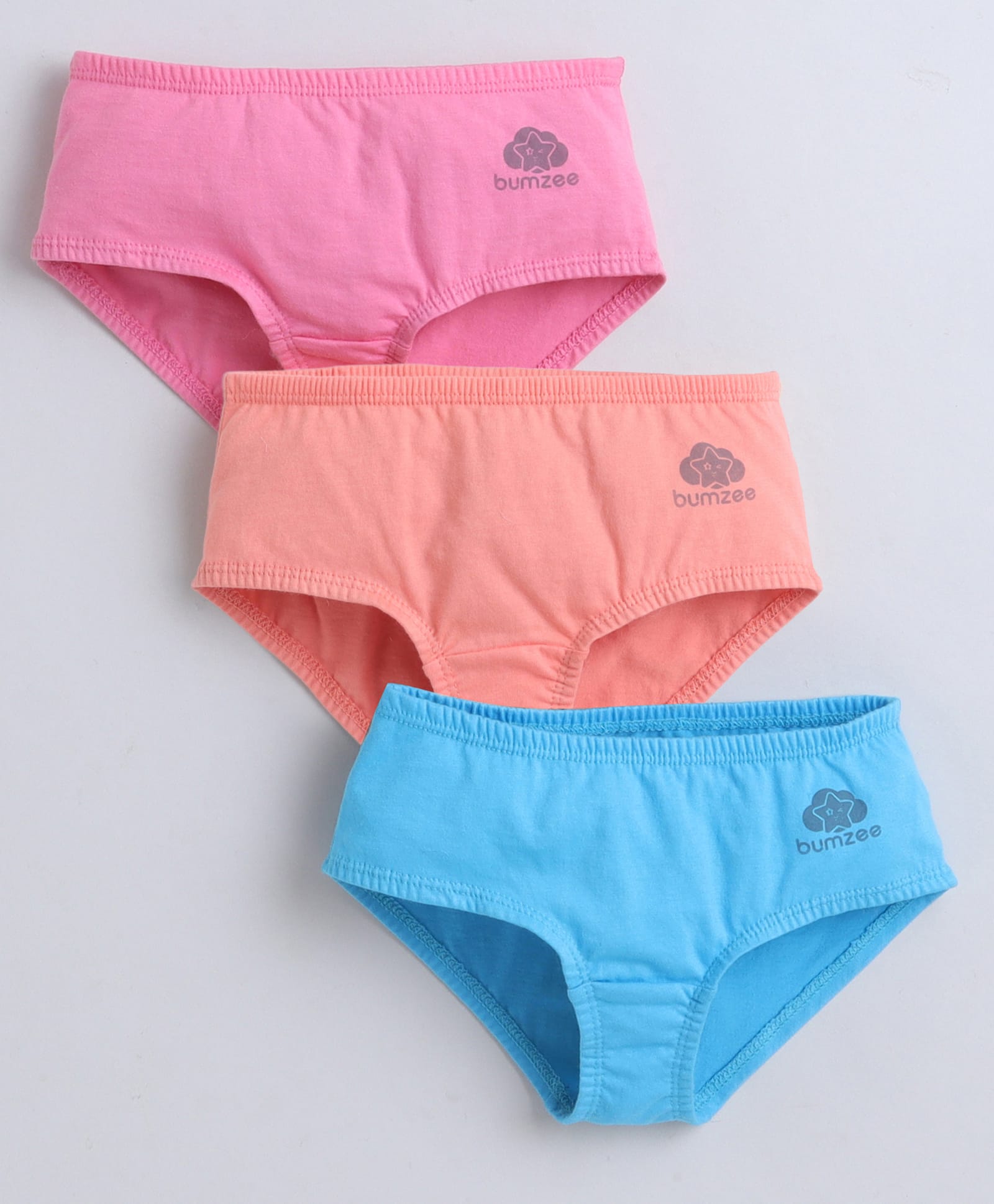 BUMZEE Cotton Knit Solid Hipster Panties Pack Of 3 - Pink Blue & Peach-picture-21