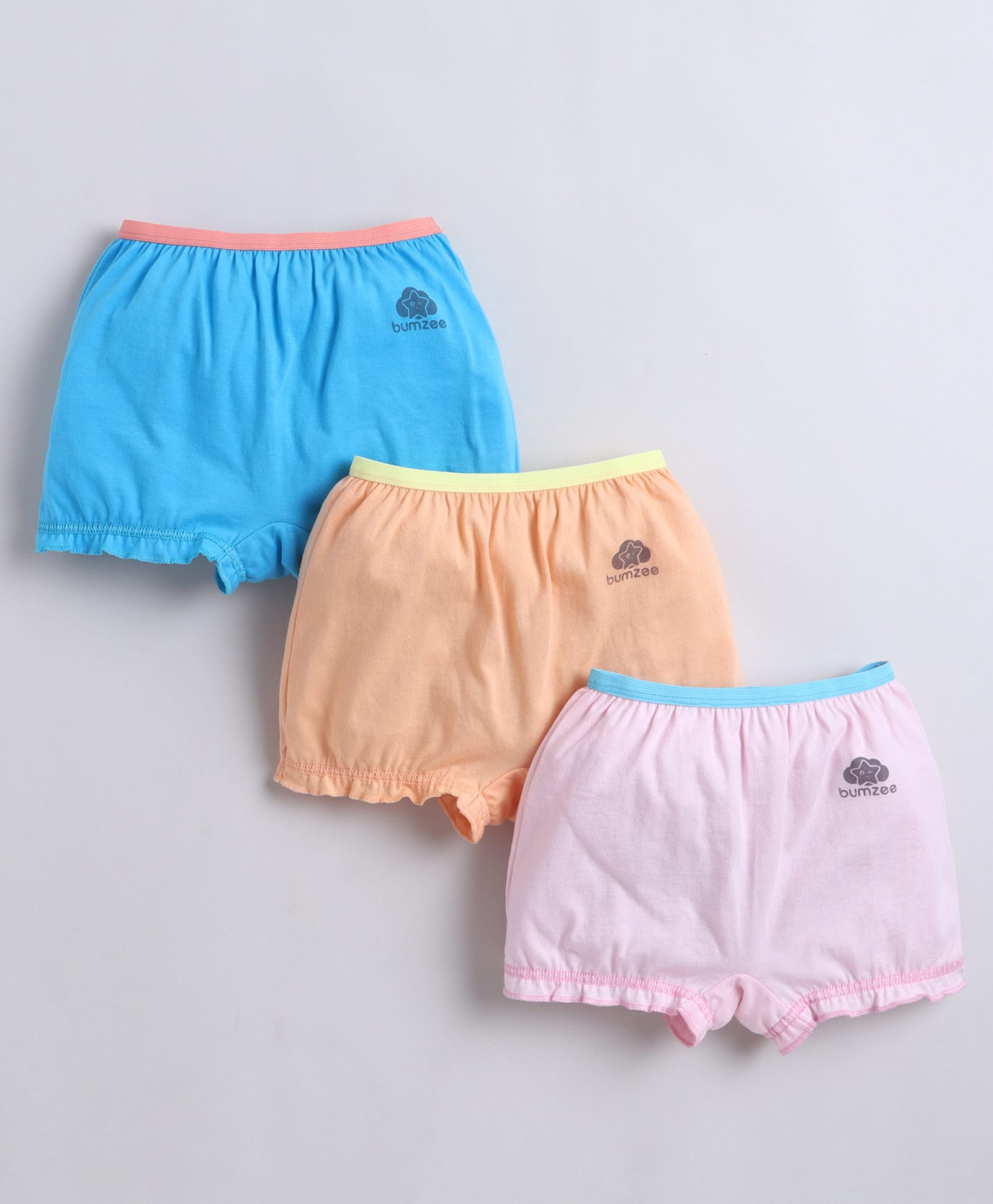 BUMZEE Cotton Knit Solid Color Bloomers Pack of 3 - Pink & Blue-picture-11