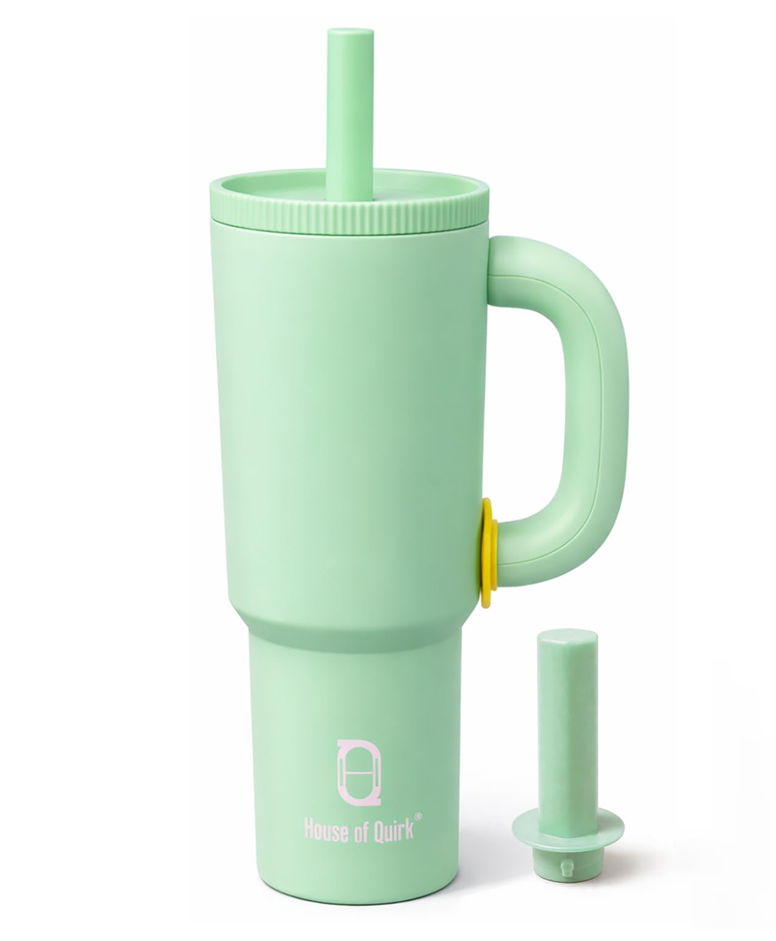 House of Quirk 1200ml Stainless Steel Tumbler with Handle, Straw & Straw Cap Leakproof Water Bottle Large Capacity Travel Mug - Green-picture-37