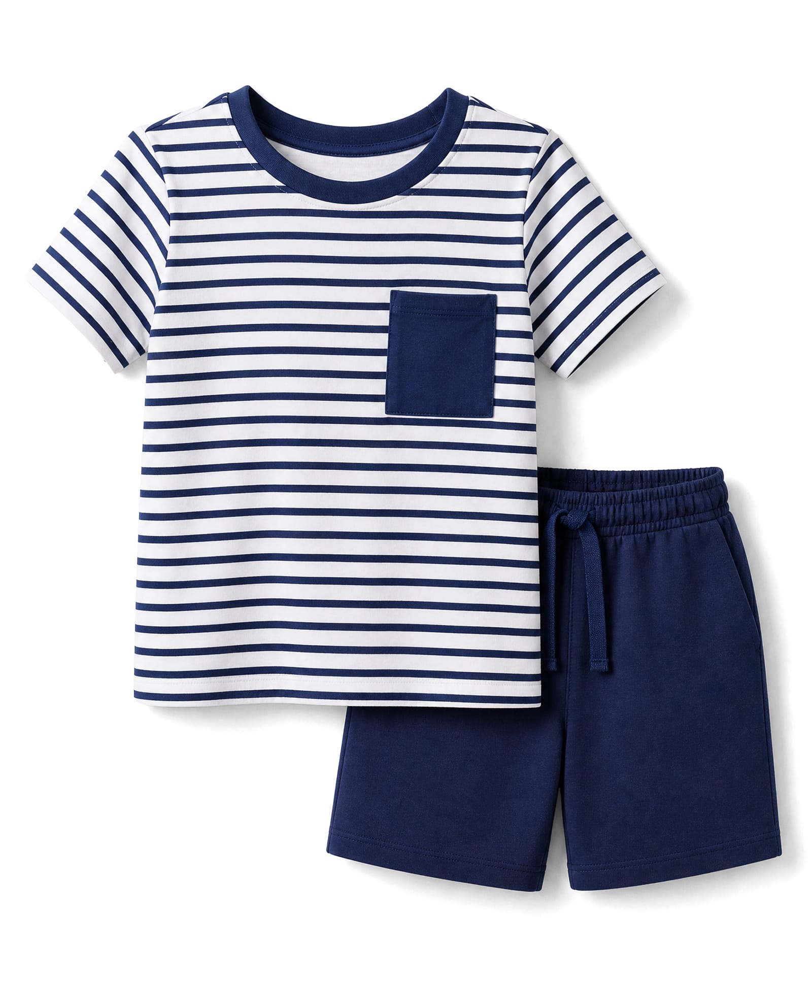 Honeyhap Premium 100% Cotton Knit Half Sleeves Striped T-Shirt & Shorts Night Suit with Bio Finish - Navy Blue-picture-29