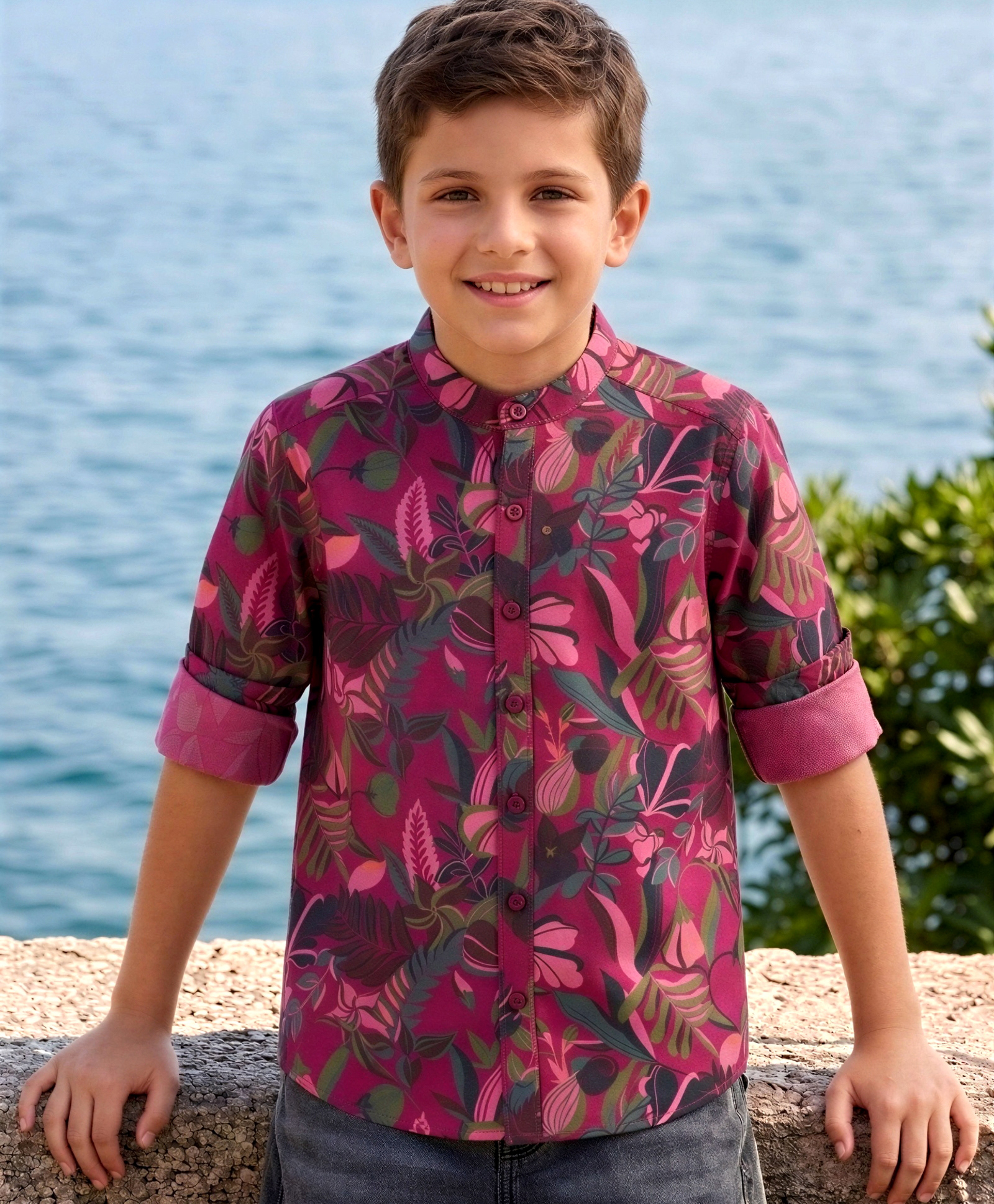 Pine Kids 100% Cotton Woven Full Sleeves Floral Printed Shirt - Multicolor-picture-36