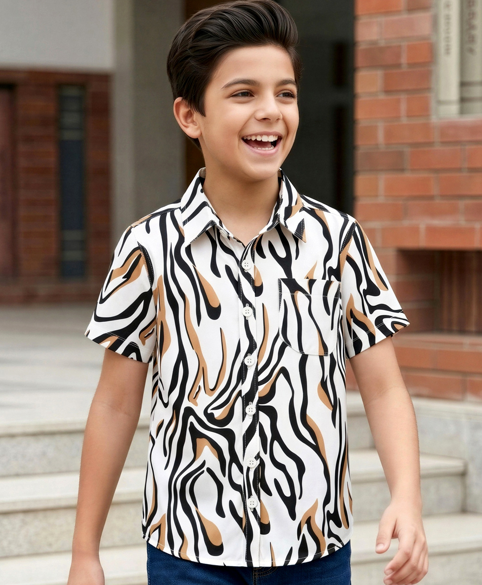 Pine Kids Cotton Woven Printed Shirts Half Sleeves Resort Collar Multi Color 5-6 Years-picture-29