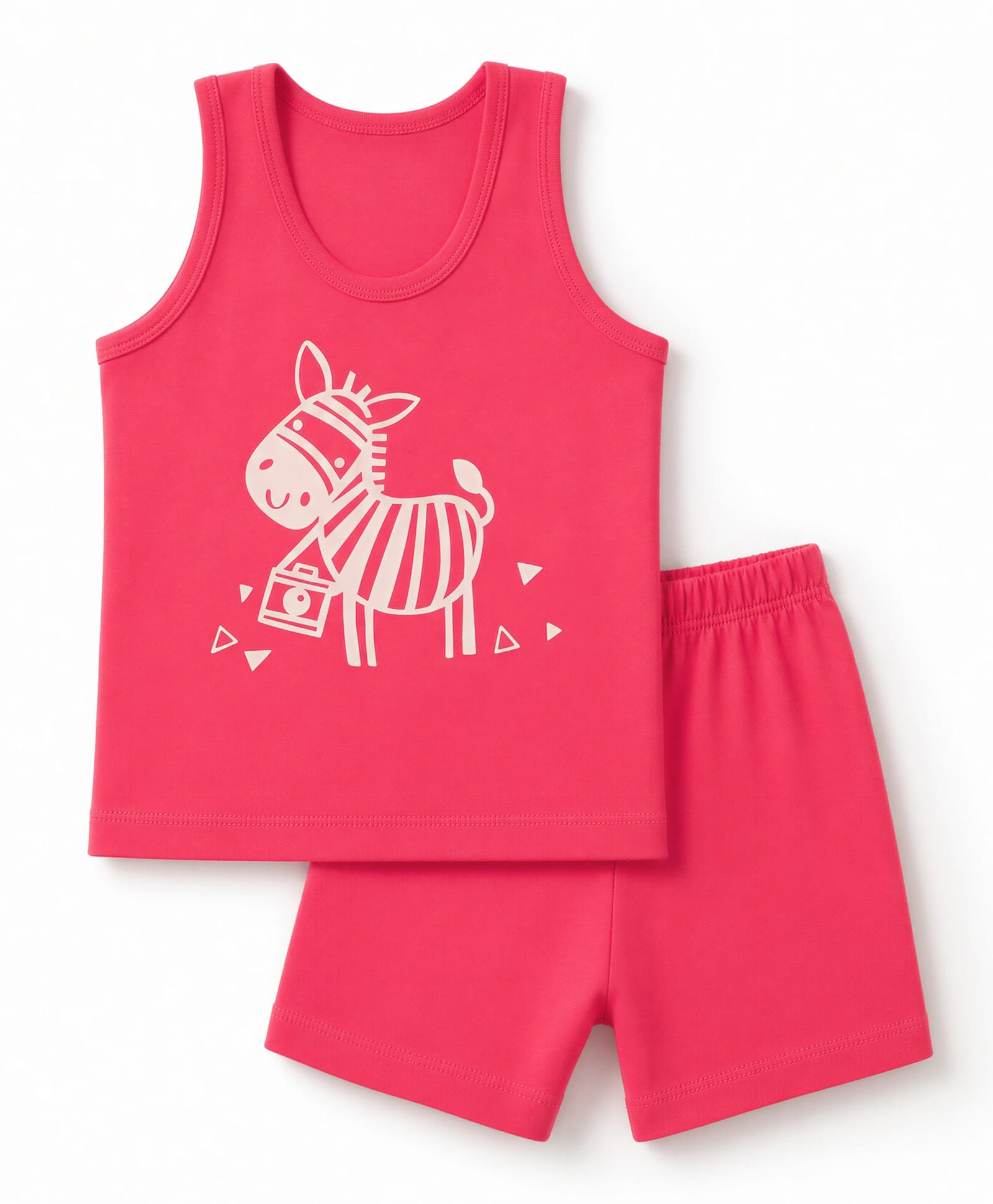 Tango Single Jersey Knit Sleeveless Innerwear Sets With Zebra Print - Red-image-35
