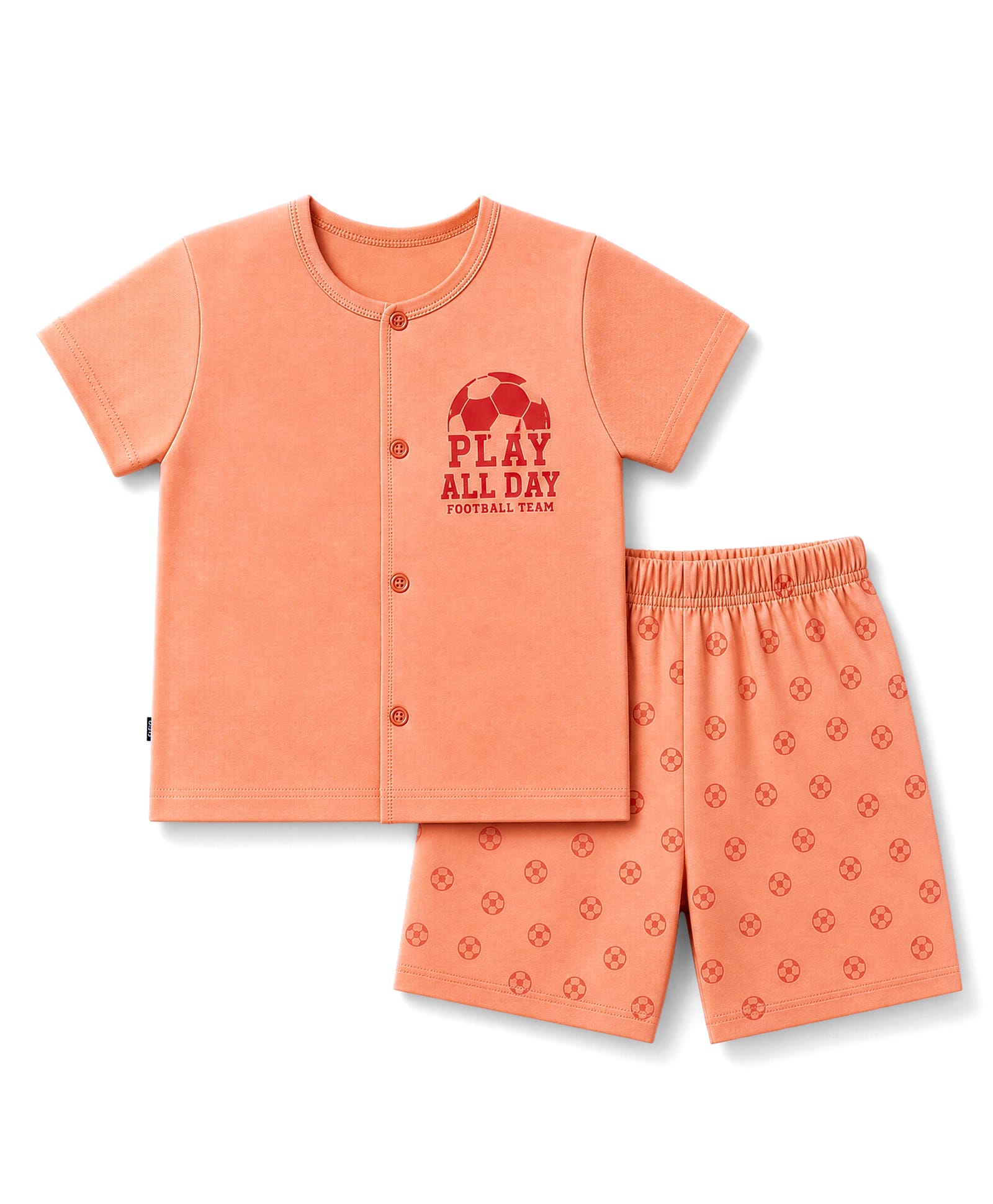 Tango Single Jersey Knit Half Sleeves T-Shirt & Shorts Night Suit With Football & Text Print - Orange-picture-18