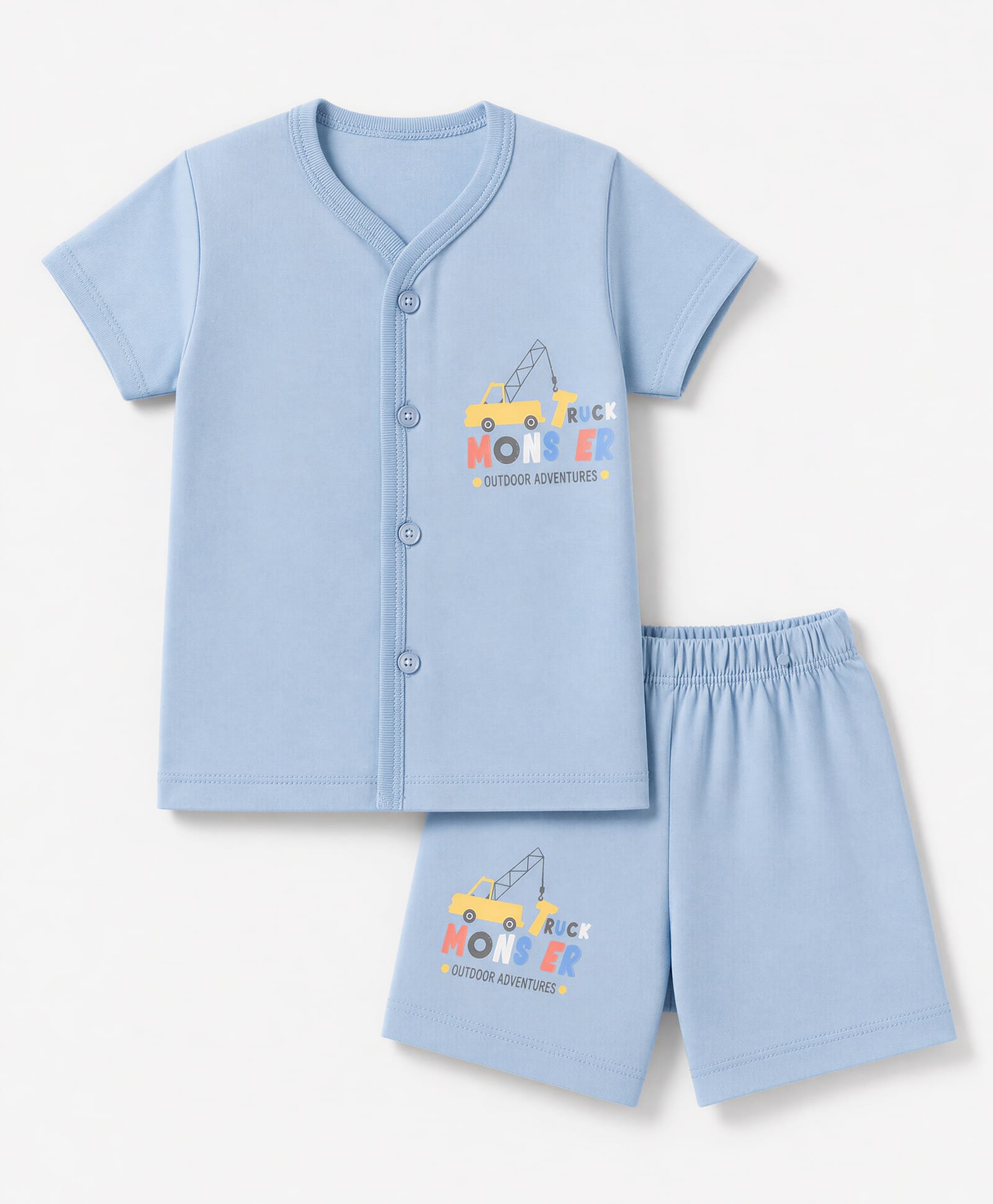 Tango Single Jersey Half Sleeves T-Shirt & Shorts Night Suit With Vehicle & Text Print - Blue-image-39