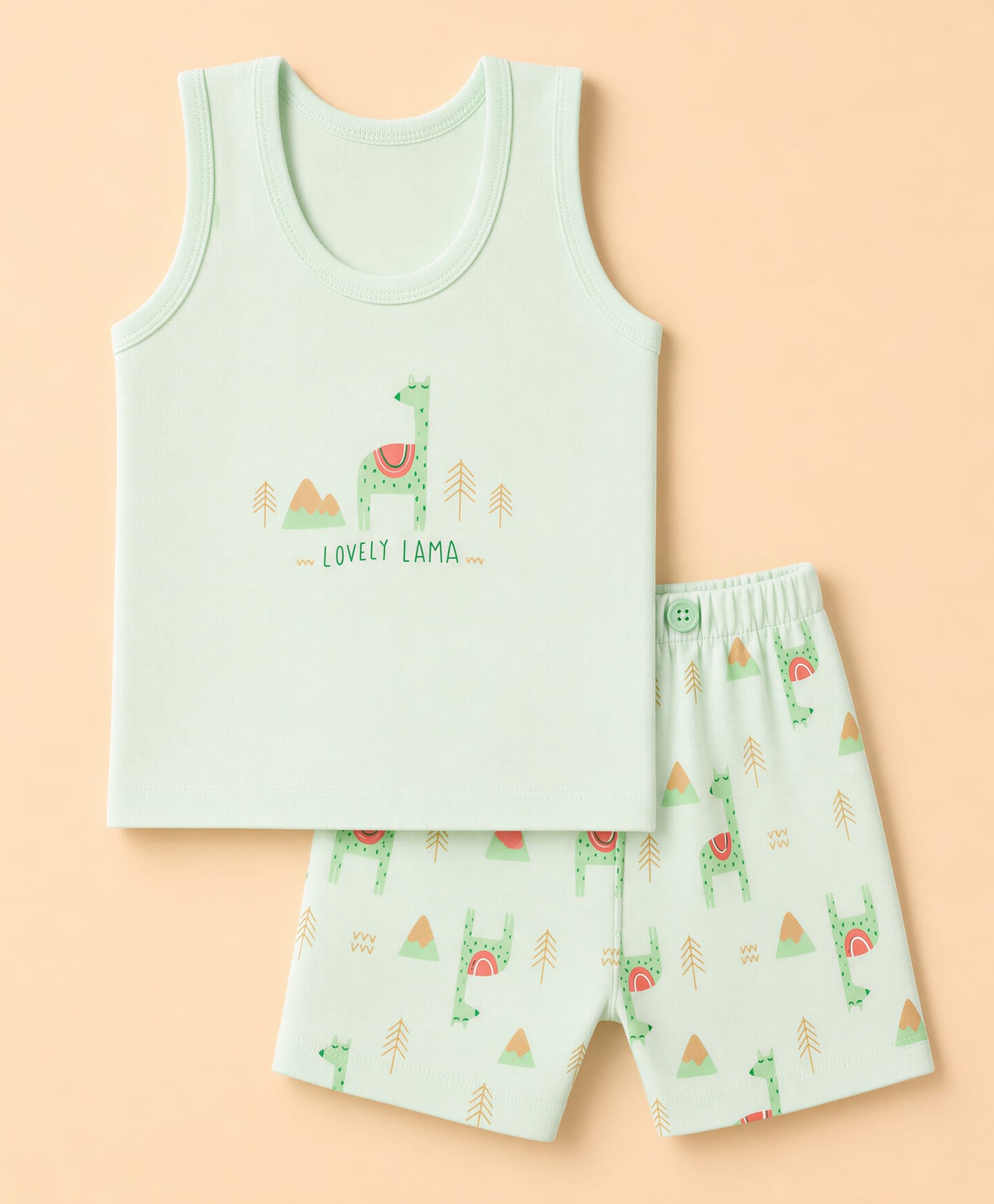 Tango Interlock Knit Sleeveless Innerwear Sets With Giraffe & Text Print - Green-picture-39