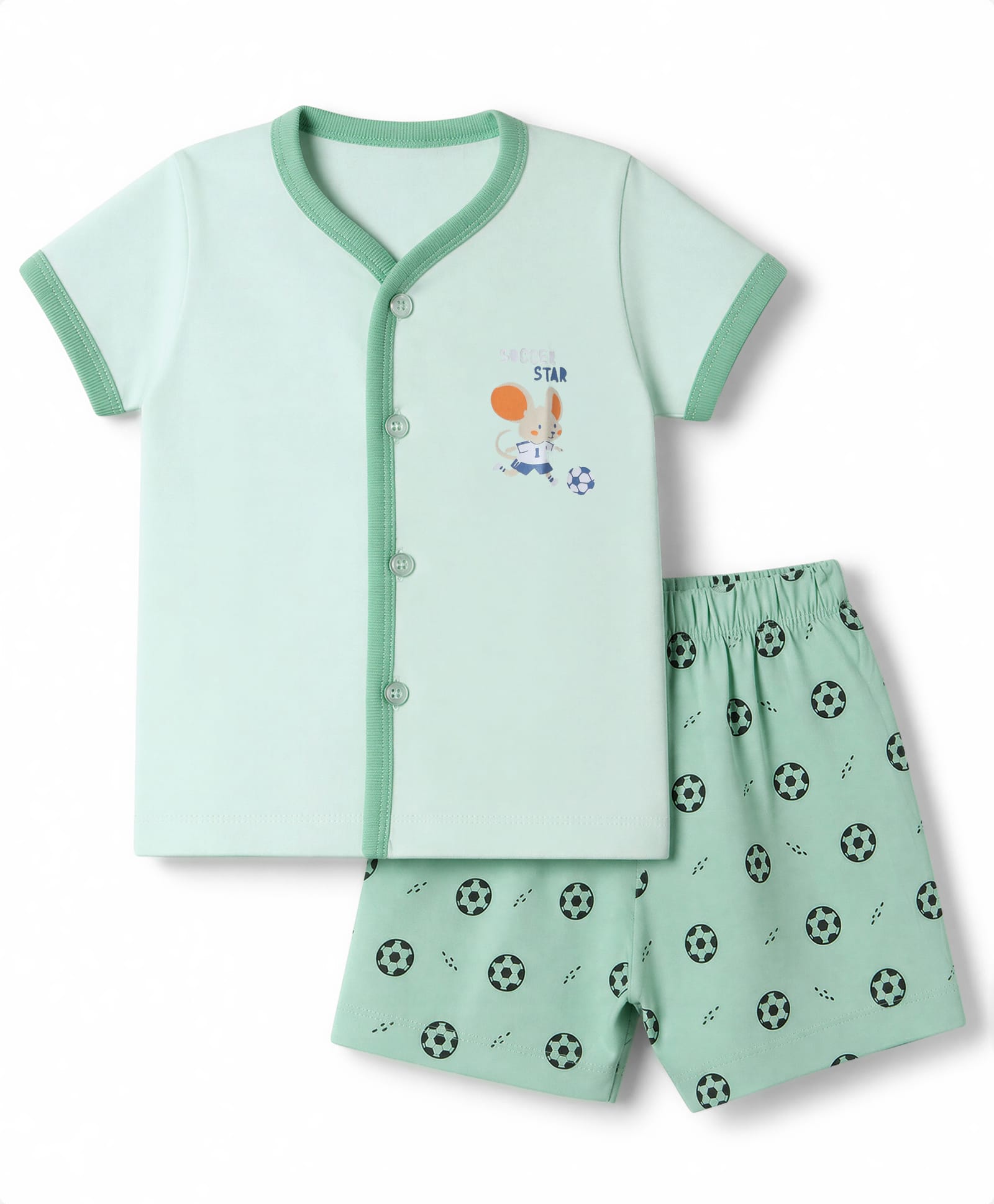Tango Single Jersey Half Sleeves Shorts Sets Lt Green 6-12 M Boys-image-27