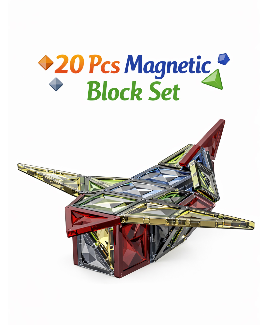 NEGOCIO Magnetic Tiles 20 pcs Blocks Set, For little builders who love putting together colorful masterpieces, this playset offers endless fun.- PACK OF 1- COLOR MAY VARY-image-39