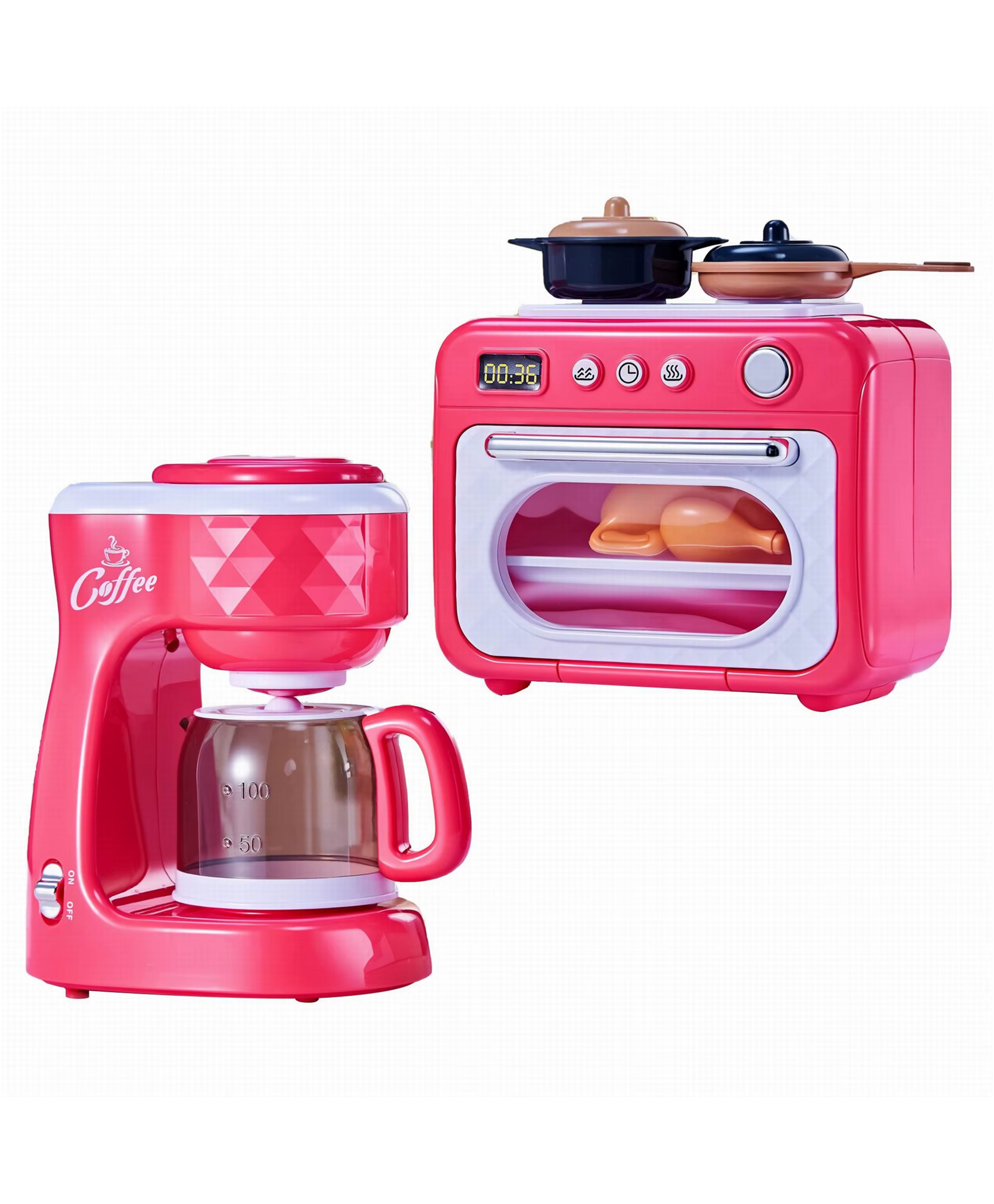 YAMAMA Coffee Maker and Oven Toy Kitchen Set for Kids, Chef Kitchen Pretend Play Toys Set For Girls and Boys - Multicolor-image-20
