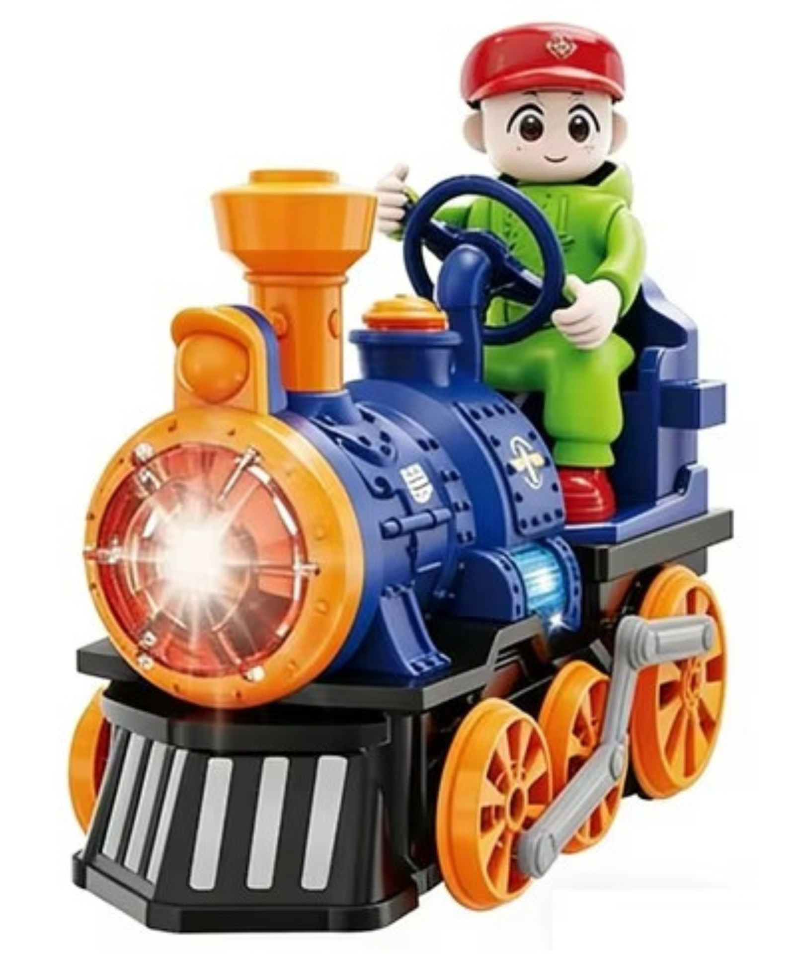 YAMAMA Electric Steam Train Toy, Battery Powered Locomotive Toy with LED Lights, Music & Mist Spray, Realistic Engine Sound & Classic Train Toys for Kids, Fun Entertainment Kids Toys - Color May Vary-image-2