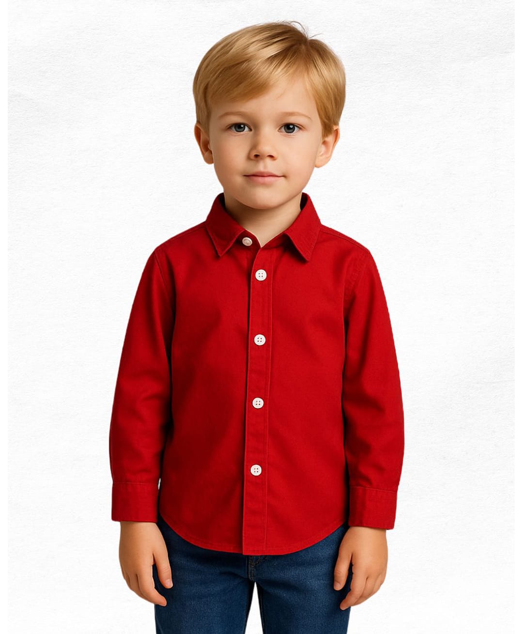 The Kids Club Cotton Woven Full Sleeve Solid Shirt - Red-picture-14
