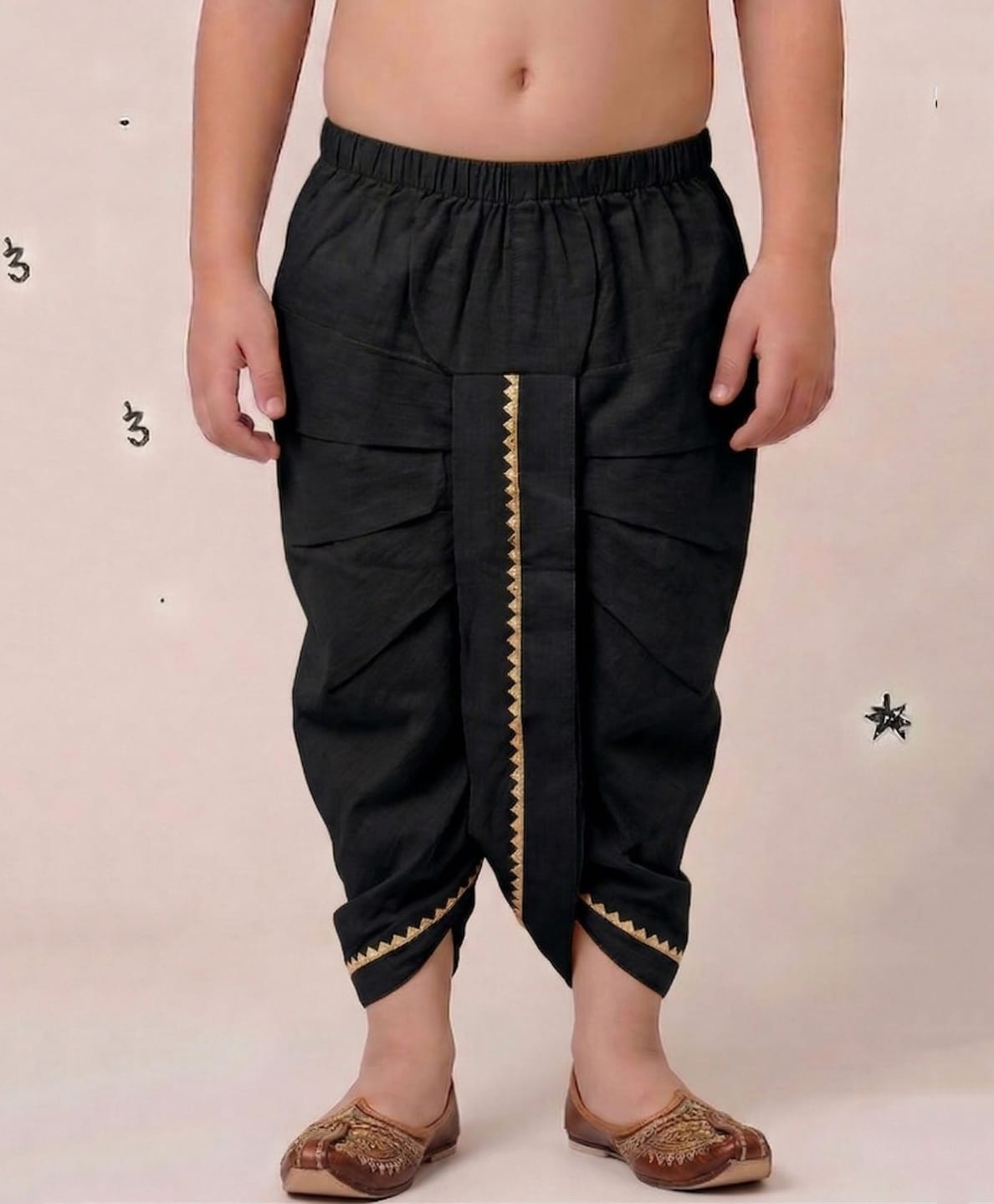 AJ Dezines Pure Cotton Woven Gota Lace Embellished Dhoti - Black-picture-20