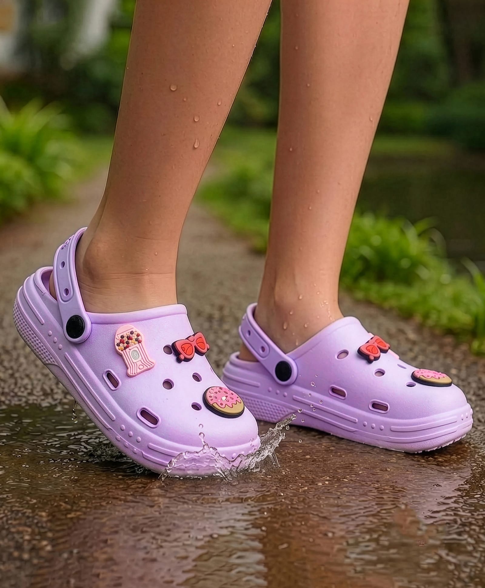 Pine Kids Backstrap Closure Clogs With Applique - Purple-picture-22