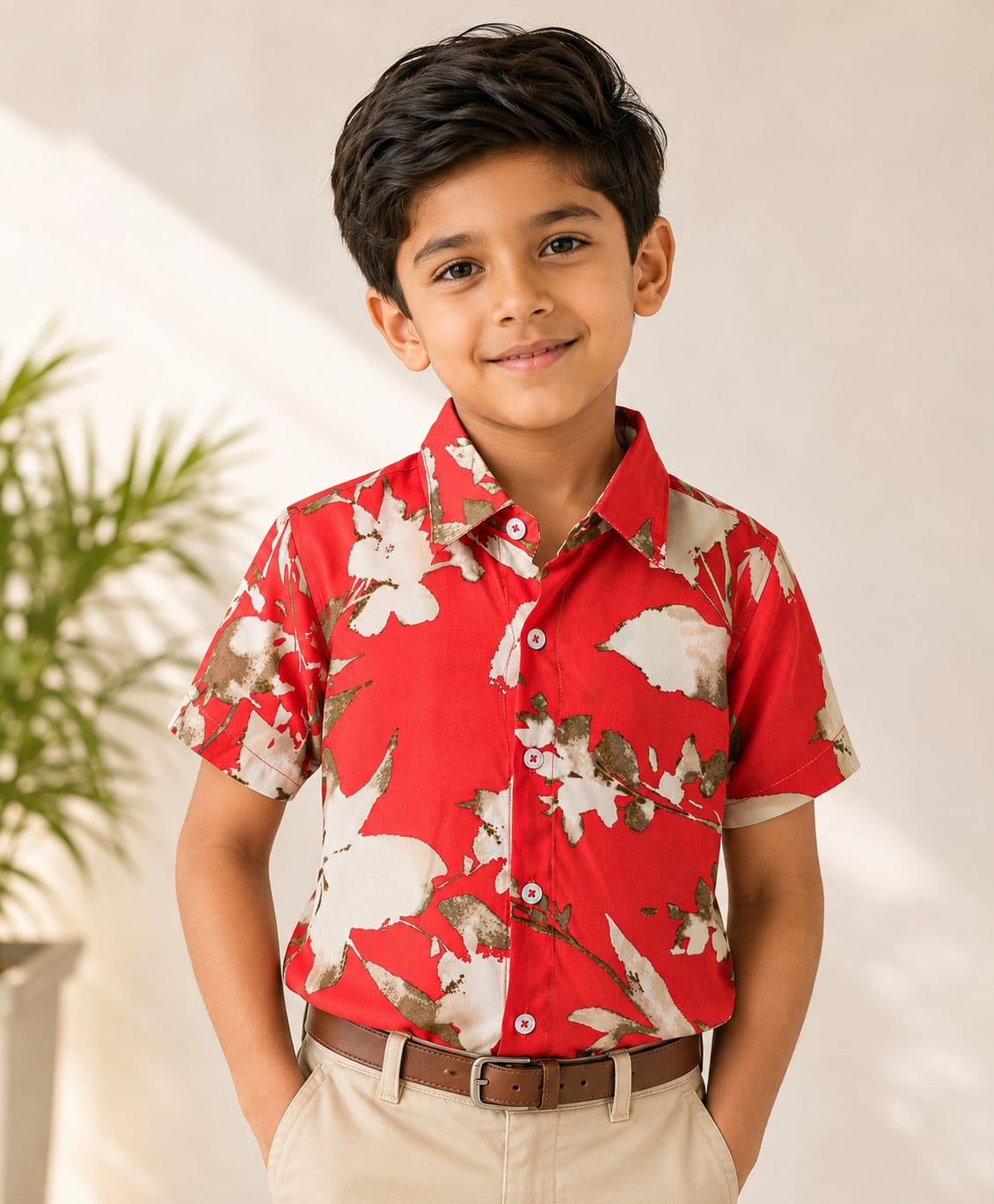 CrayonFlakes Cotton Woven Half Sleeves Floral Printed Shirt - Orange-picture-27