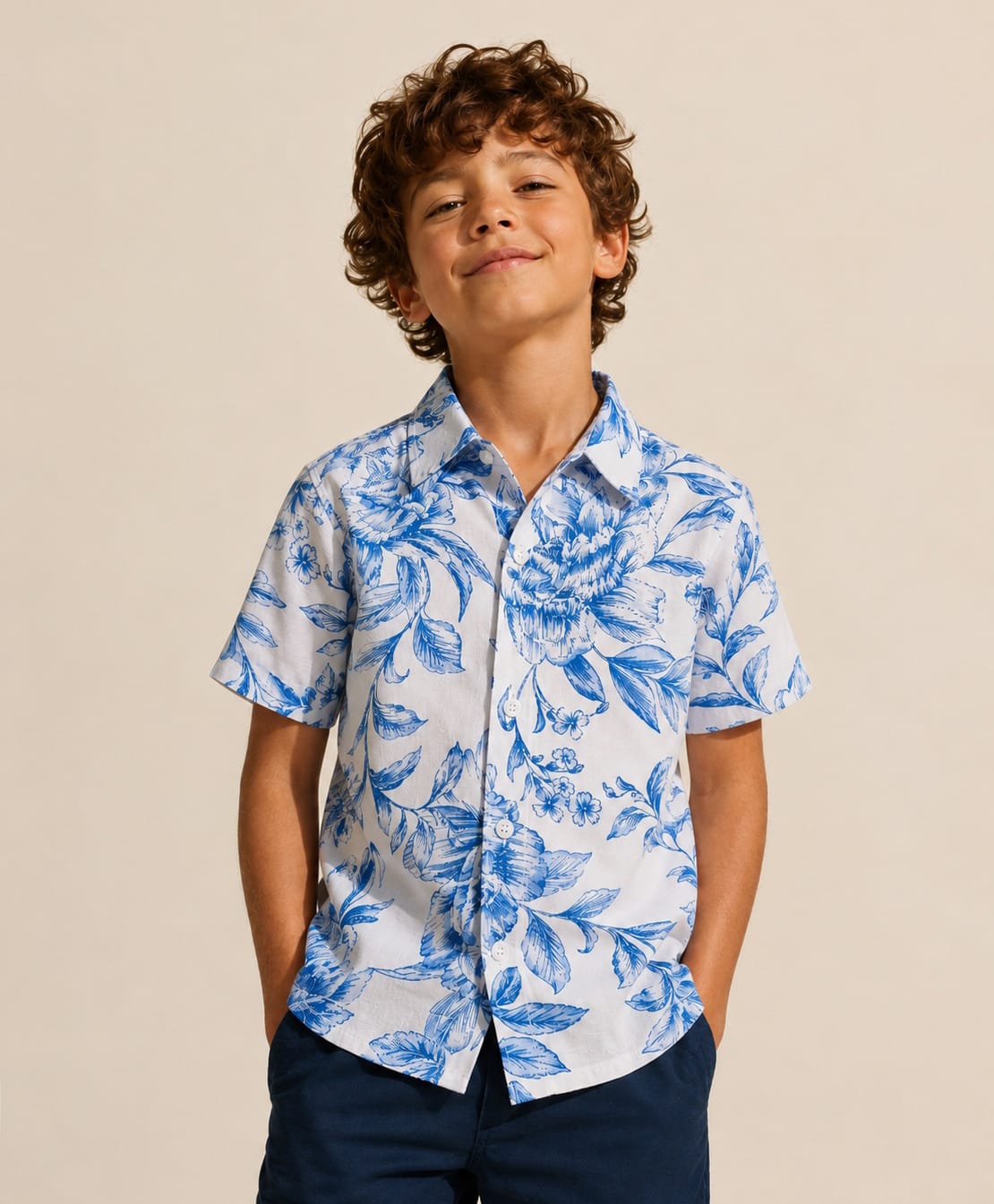 CrayonFlakes Cotton Woven Half Sleeves Floral Printed Shirt - Off White-picture-31