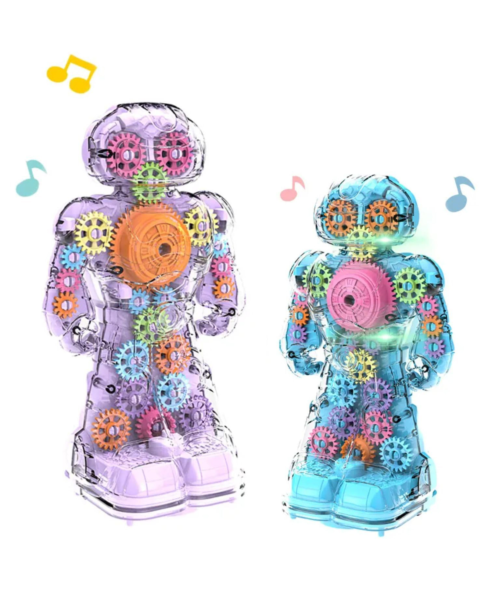 FunBlast Transparent Gear Robot Musical Toys with Flashing Lights for Kids Pack of 1 (Multicolor)-image-35