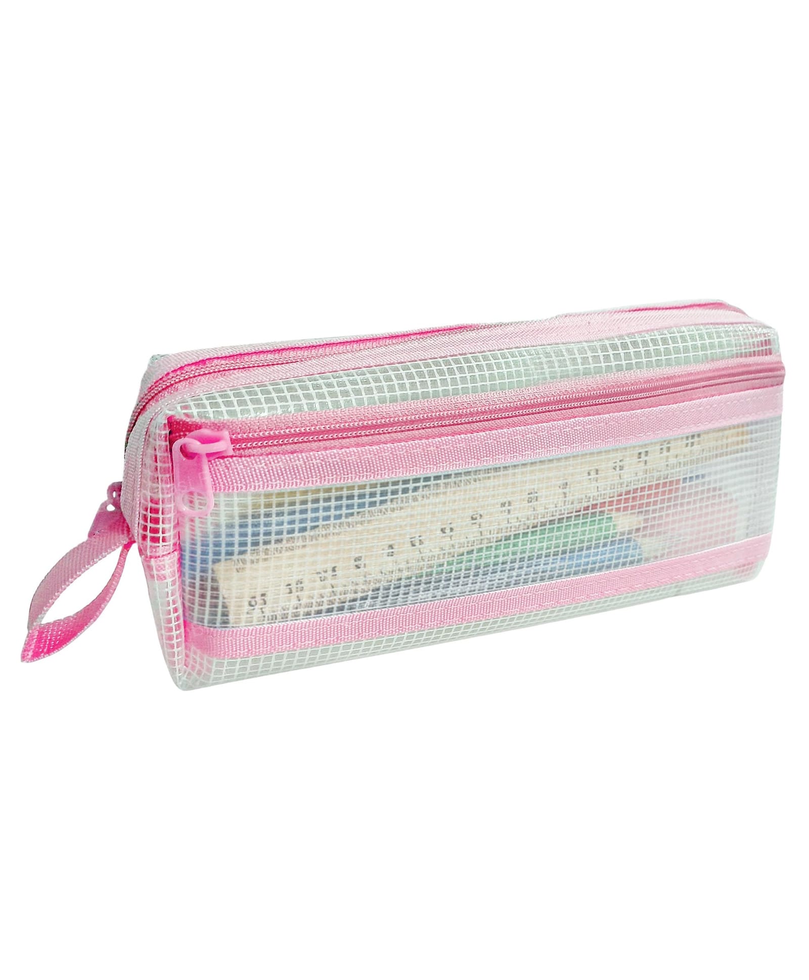 FunBlast Transparent Large Capacity Pencil Pouch for Girls & Office Pack of 1 (Pink)-picture-32