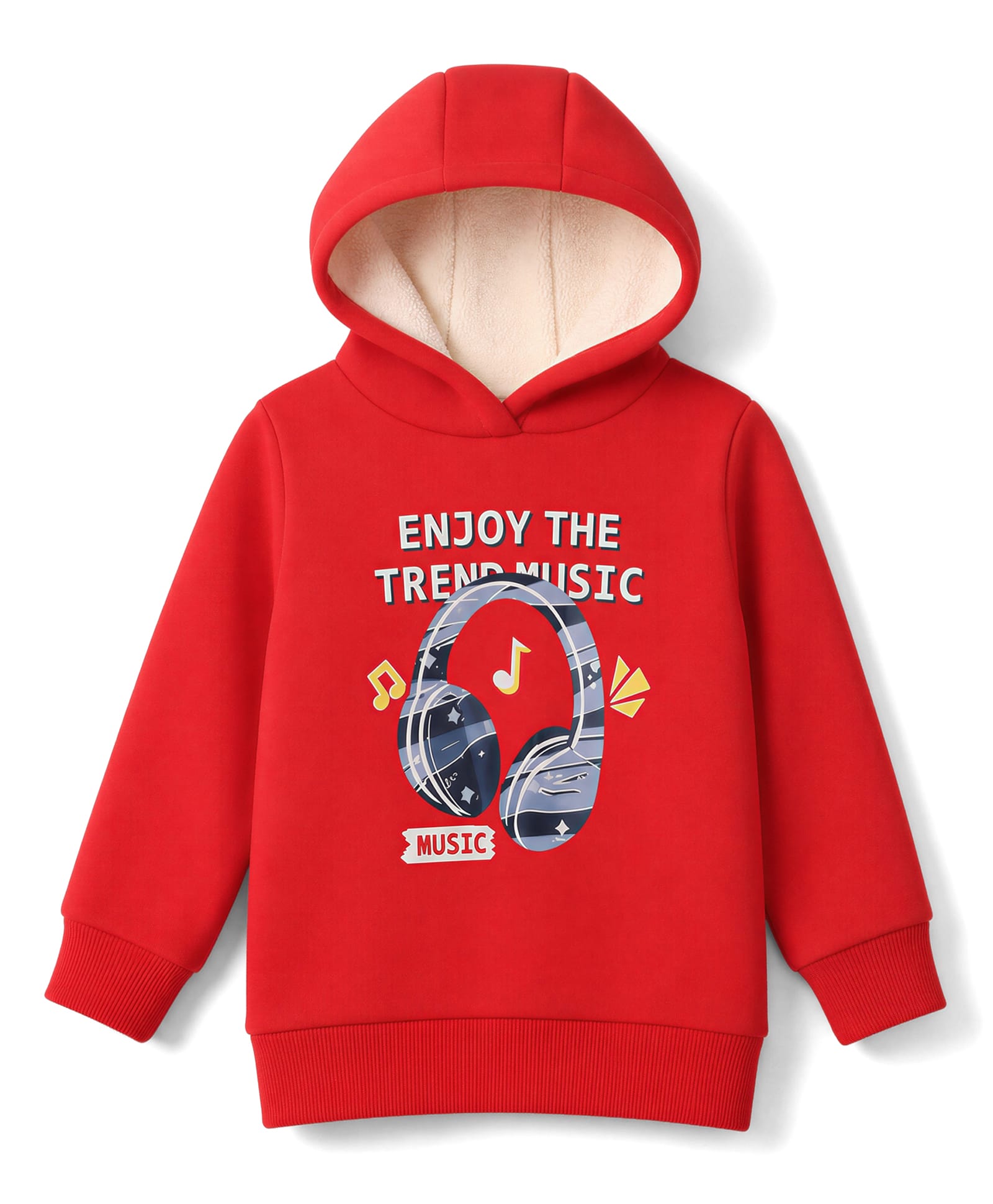 Mark & Mia Full Sleeves Text Printed Hooded Sweatshirt - Red-image-47