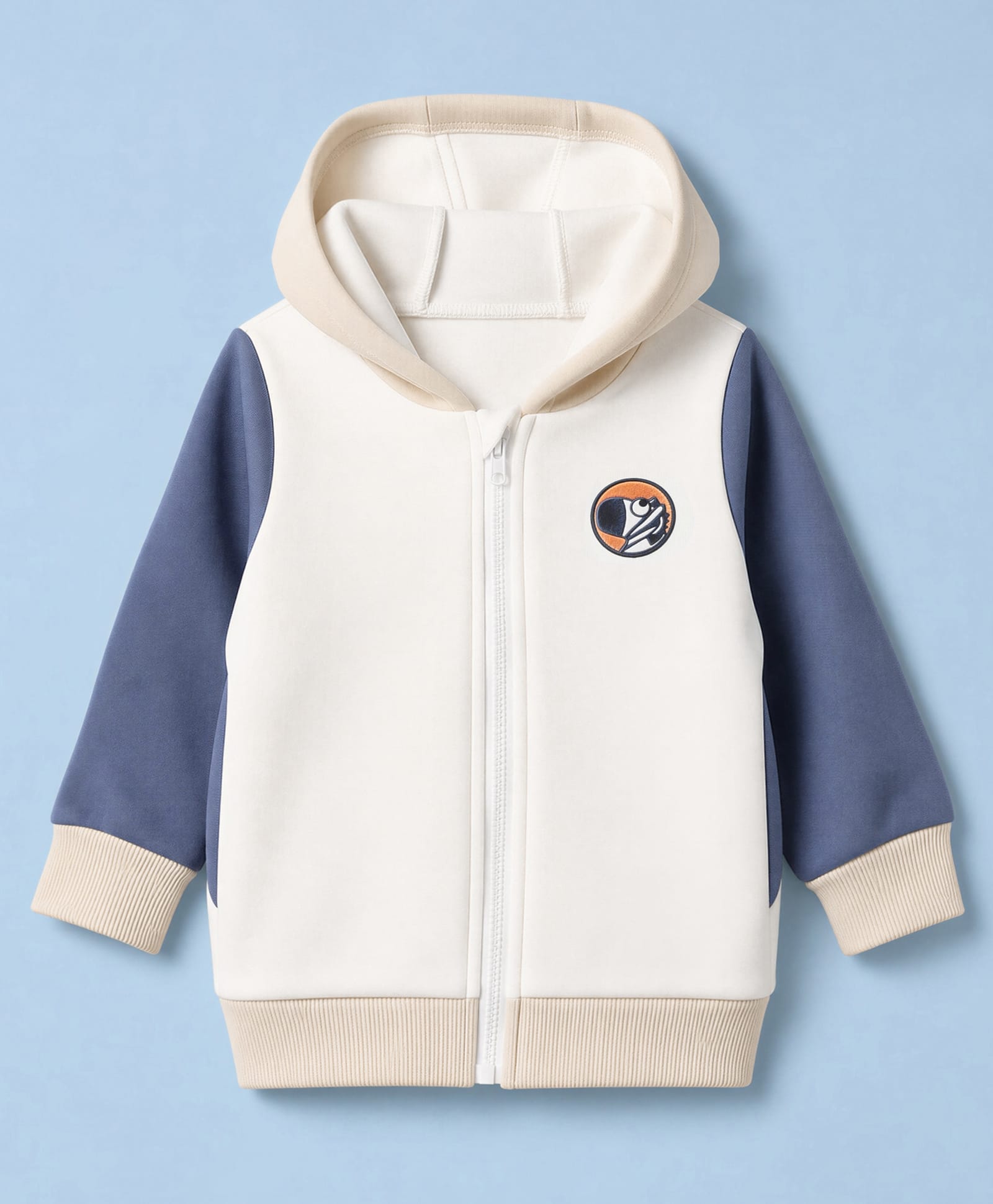 Mark & Mia Hoodie with Full Sleeves and Bird Print - Cream-image-39