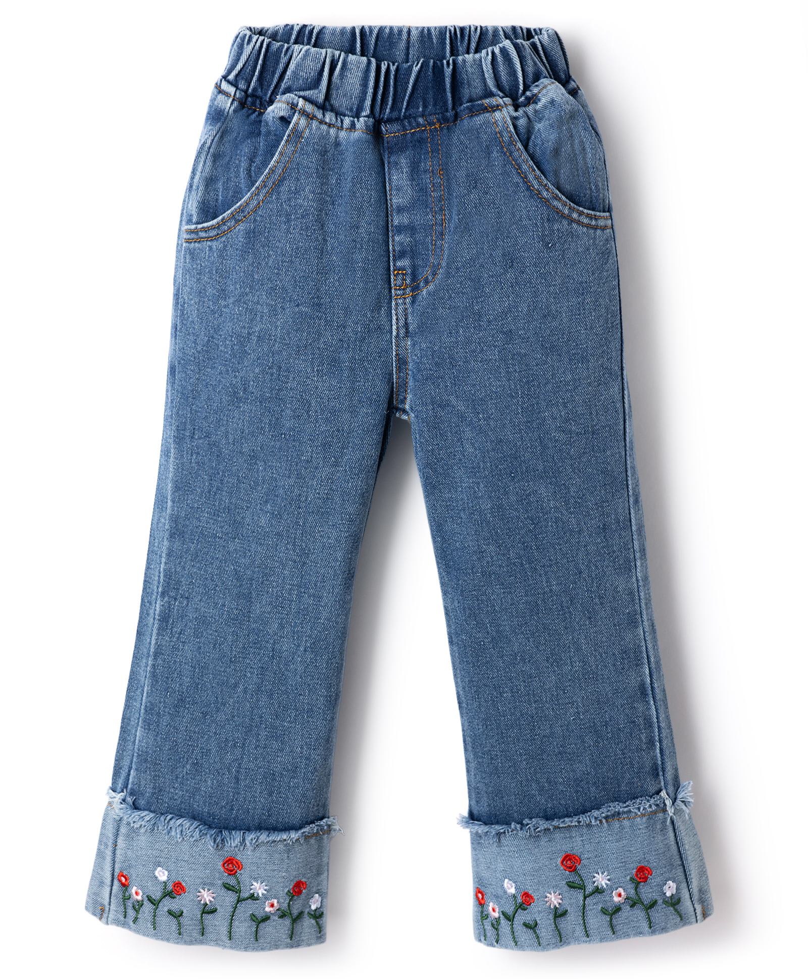 Mark & Mia Denim Full Length Floral Embroidered Washed Jeans - Blue-picture-30
